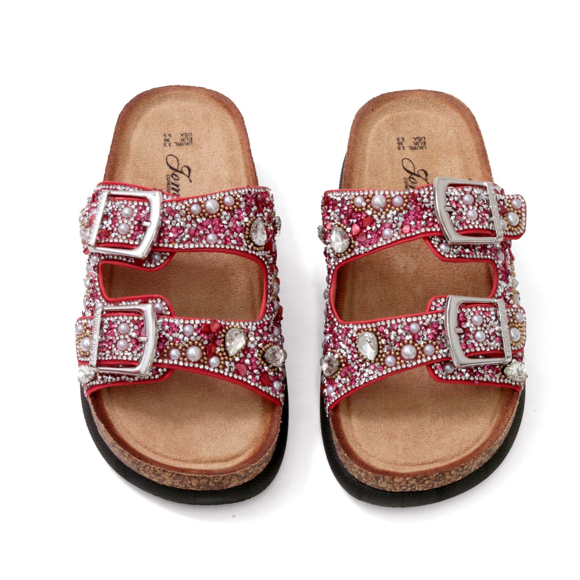 JOMIX Ciabatte con Doppia Fibbia con Strass Estive Donna Moda Sandali WCF250328