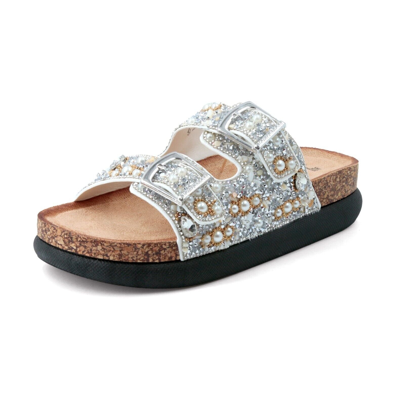 JOMIX Ciabatte con Doppia Fibbia con Strass Estive Donna Moda Sandali WCF250328
