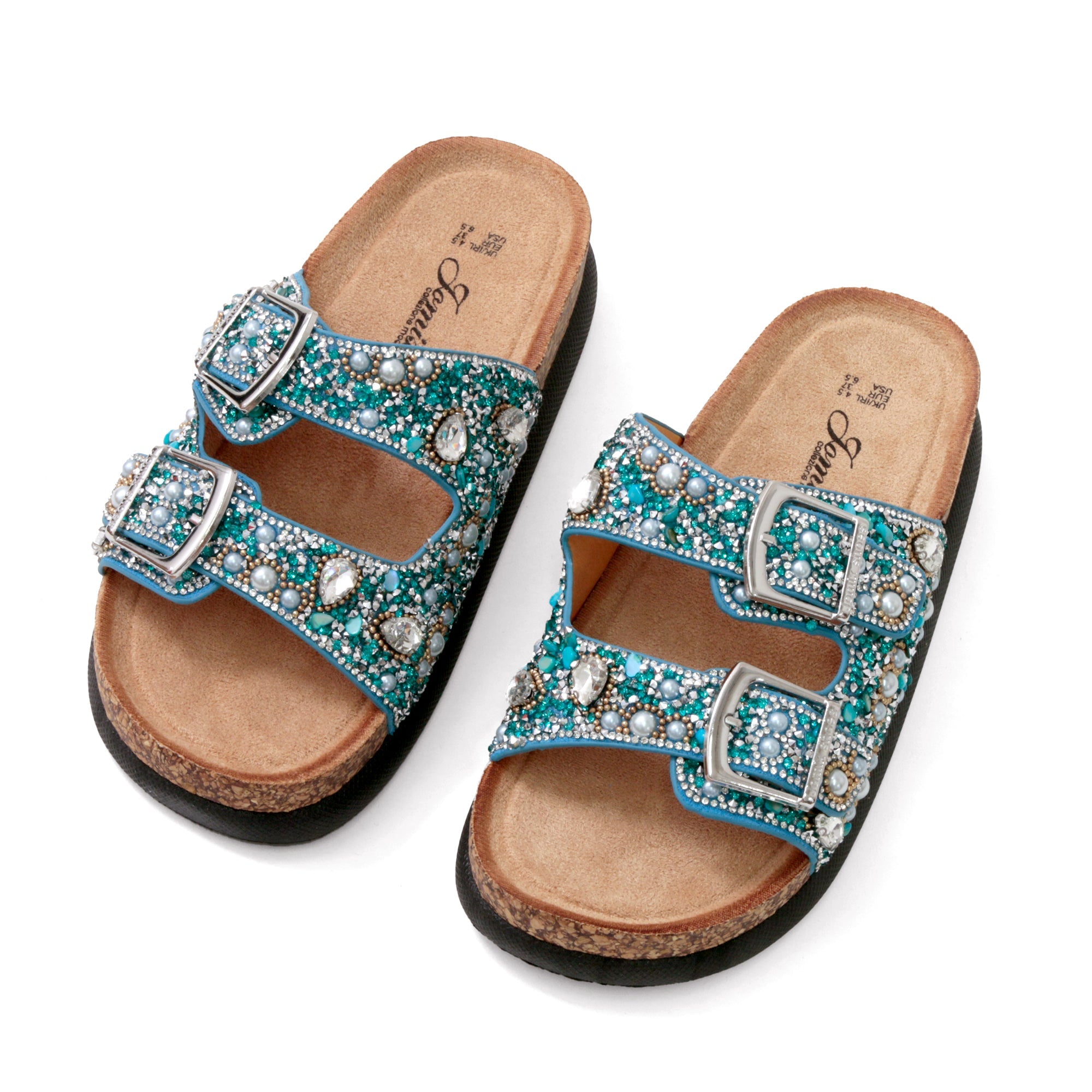 JOMIX Ciabatte con Doppia Fibbia con Strass Estive Donna Moda Sandali WCF250328