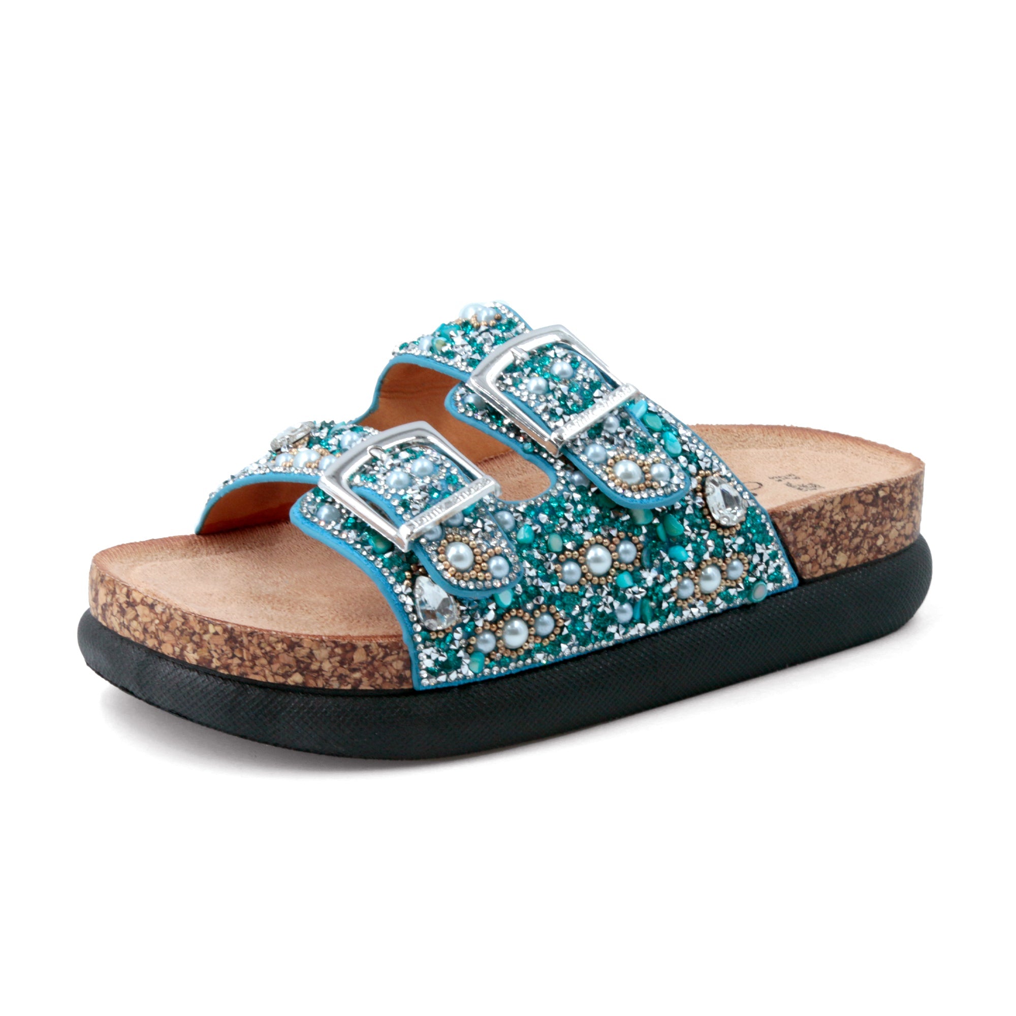 JOMIX Ciabatte con Doppia Fibbia con Strass Estive Donna Moda Sandali WCF250328