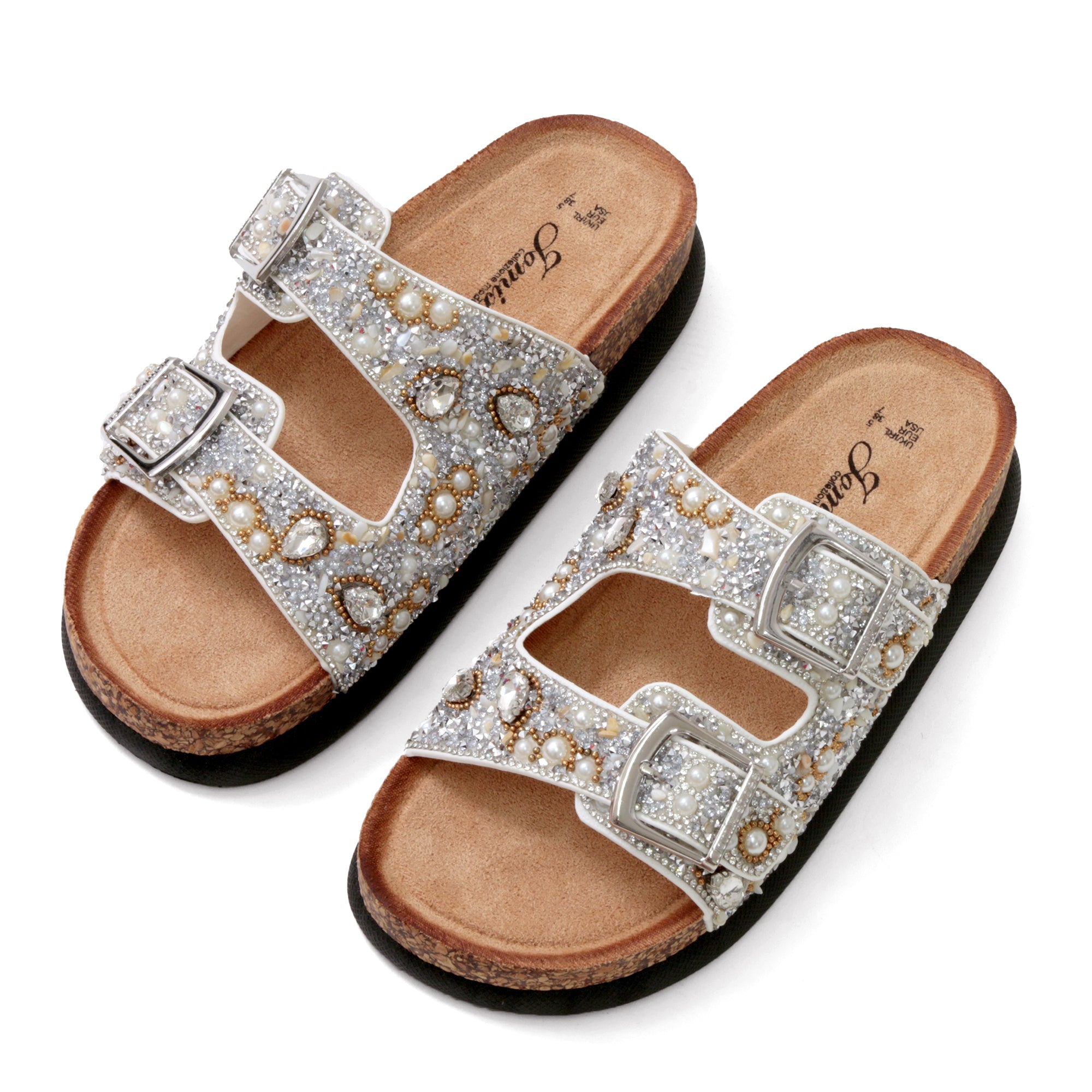 JOMIX Ciabatte con Doppia Fibbia con Strass Estive Donna Moda Sandali WCF250328