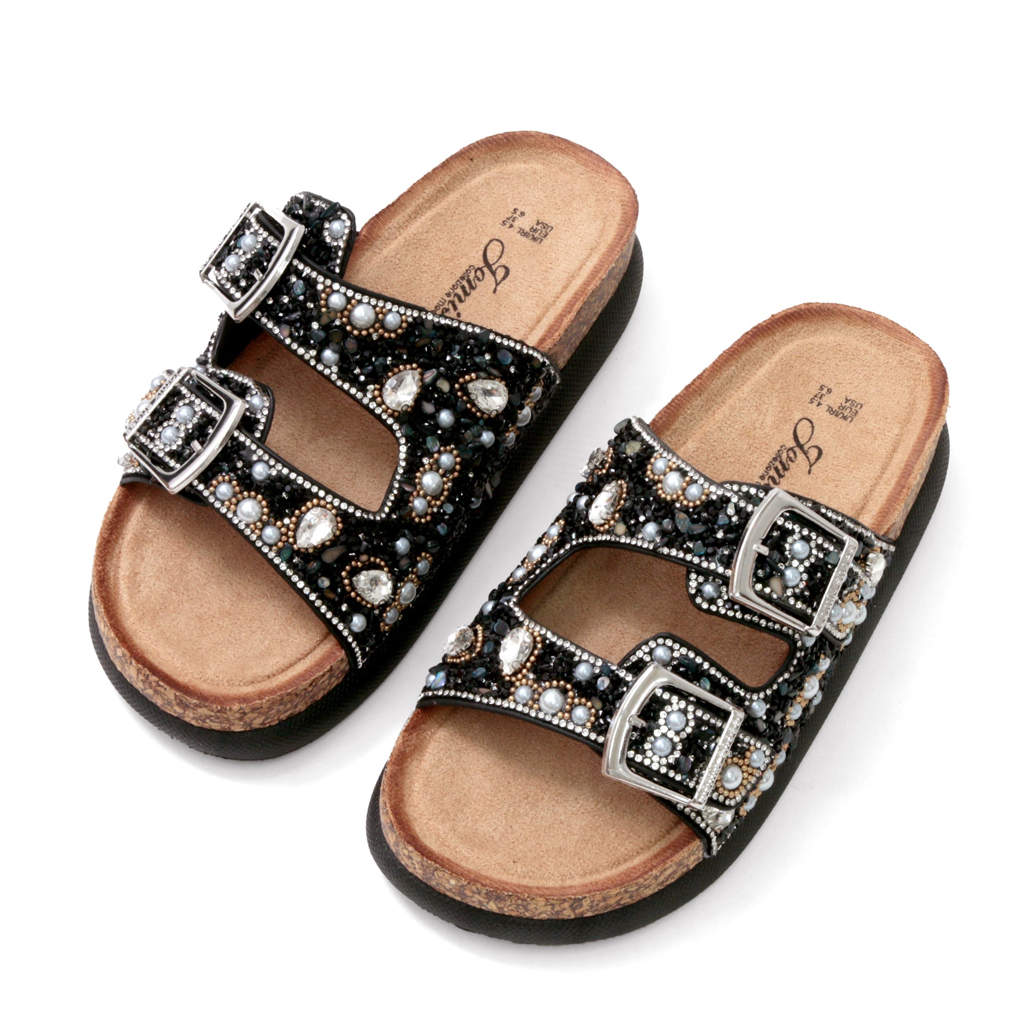 JOMIX Ciabatte con Doppia Fibbia con Strass Estive Donna Moda Sandali WCF250328