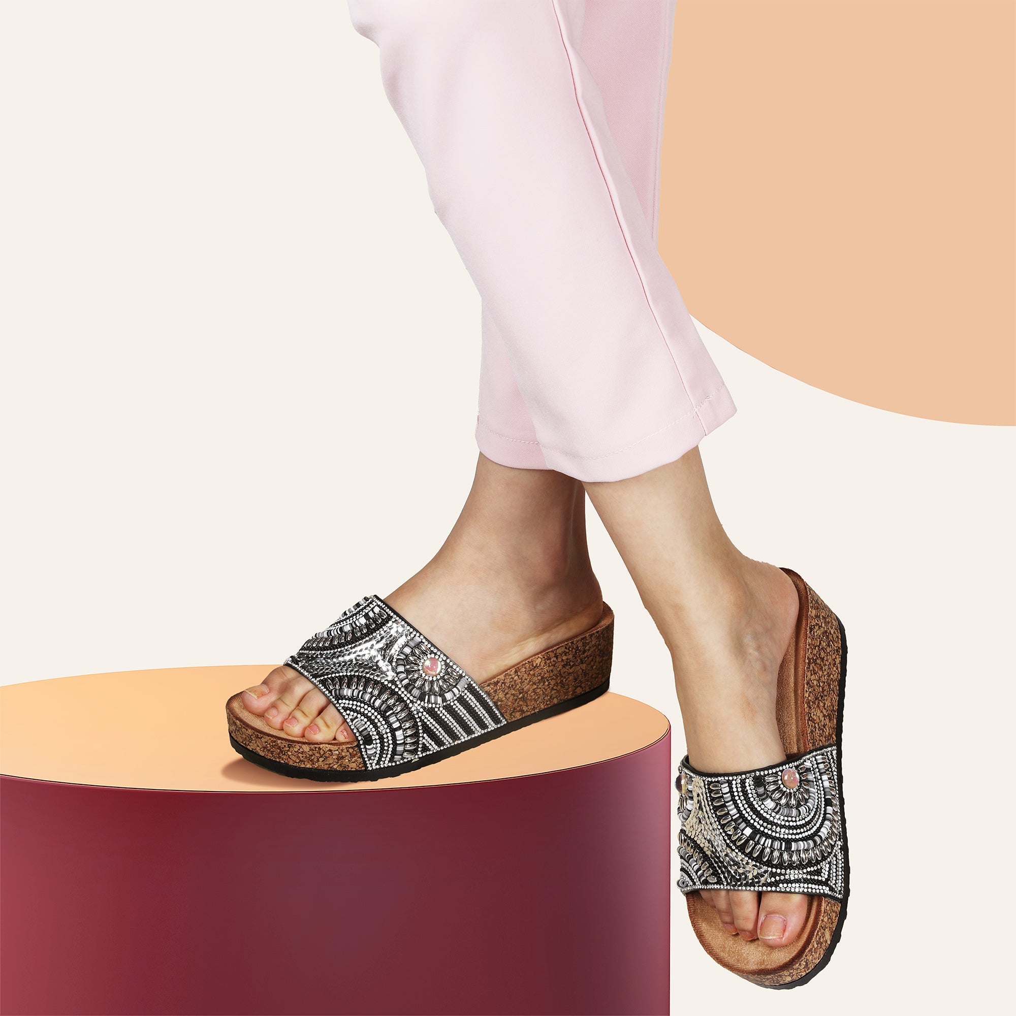 JOMIX Ciabatte donna Ciabatte da Donna Ragazza Perline Estive Fashion WCF250336