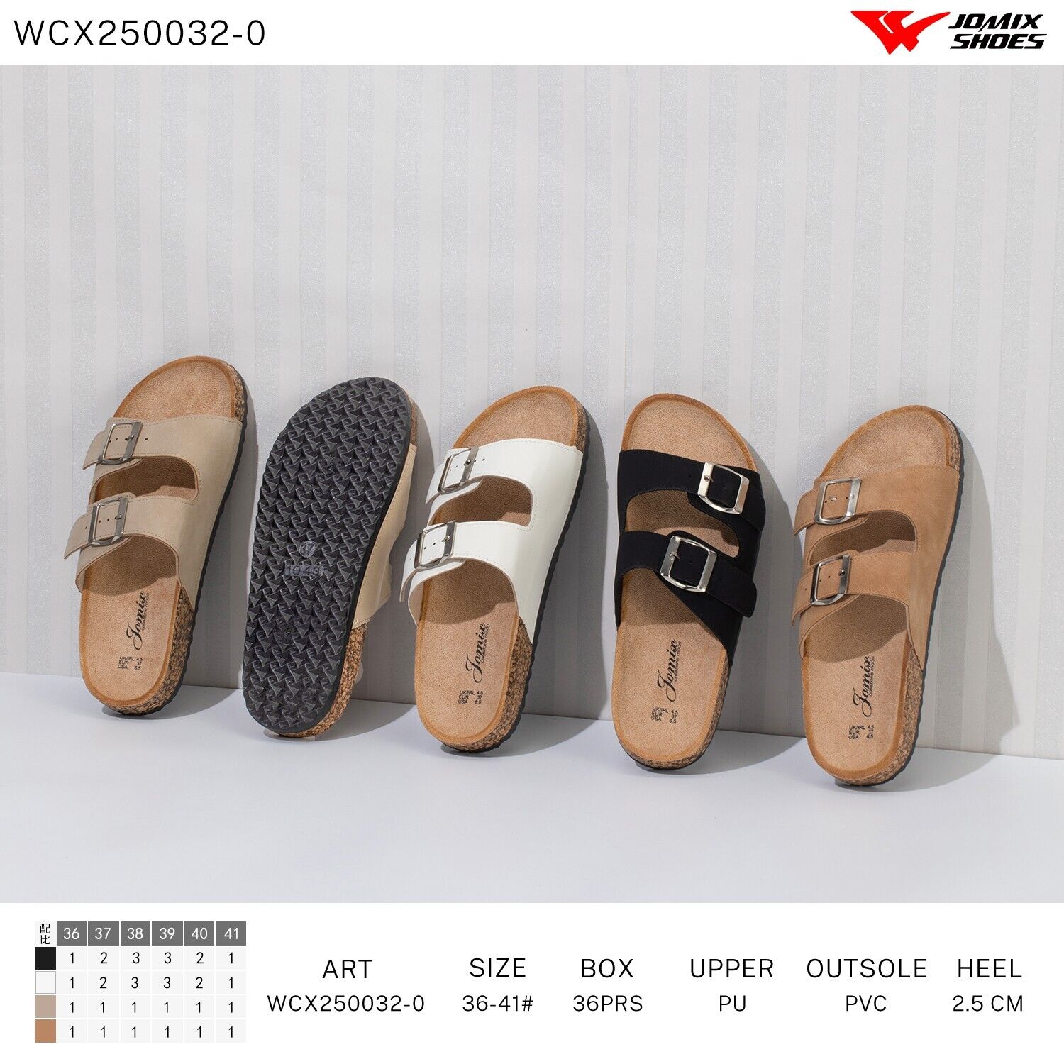 JOMIX Ciabatte Donna Uomo Estive Doppia Fibbia Pantofole Comfort Sandalo WCX250032