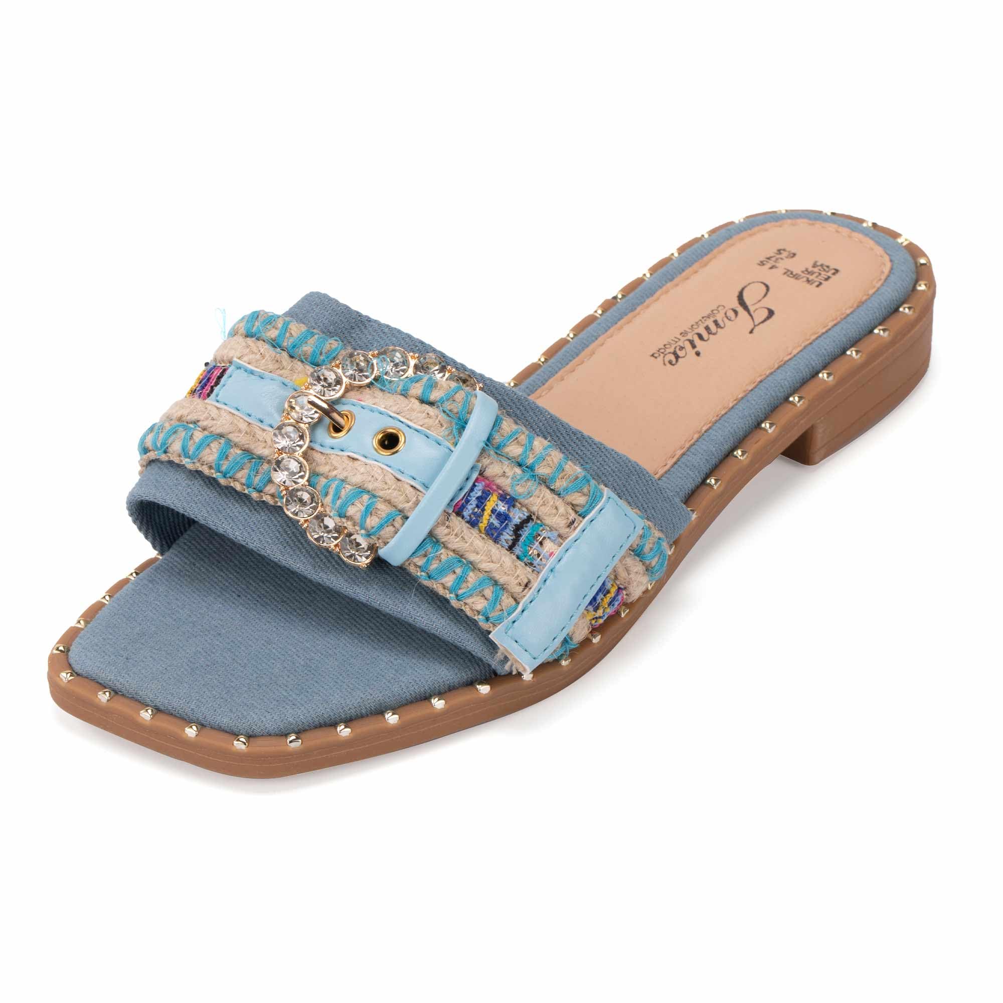 JOMIX Ciabatte Estive da Donna a Punta Quadrata Eleganti Pantofole Piatte Antiscivolo Pantofole Leggere e Traspiranti Facili da Camminare Senza Fatica WFC250364