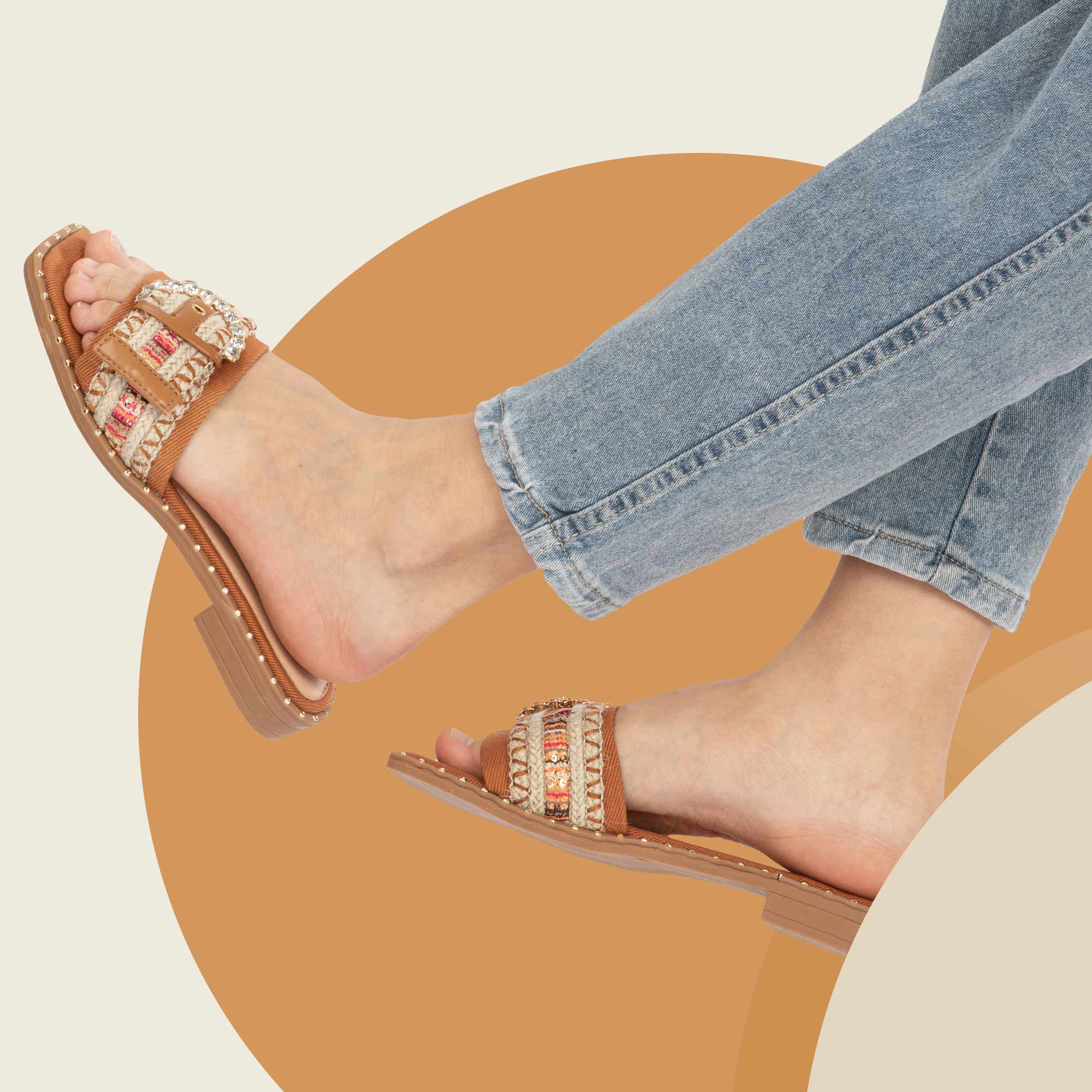 JOMIX Ciabatte Estive da Donna a Punta Quadrata Eleganti Pantofole Piatte WFC250364