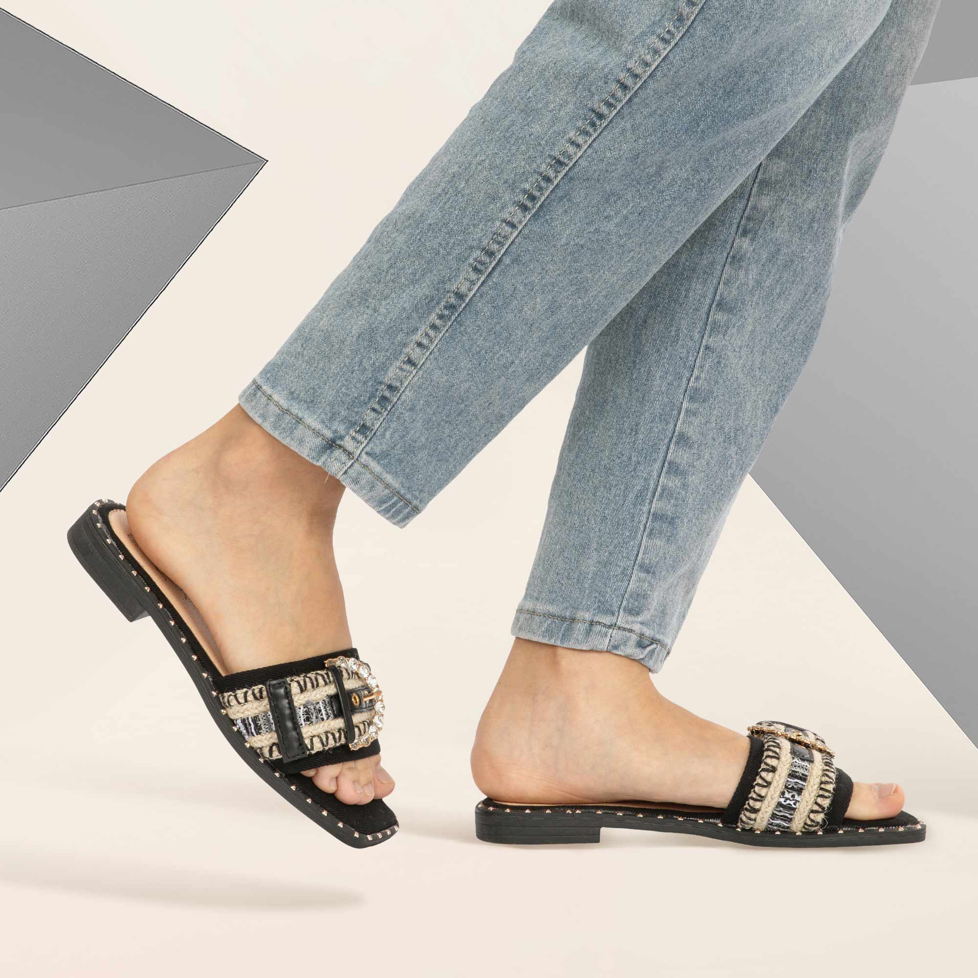 JOMIX Ciabatte Estive da Donna a Punta Quadrata Eleganti Pantofole Piatte WFC250364