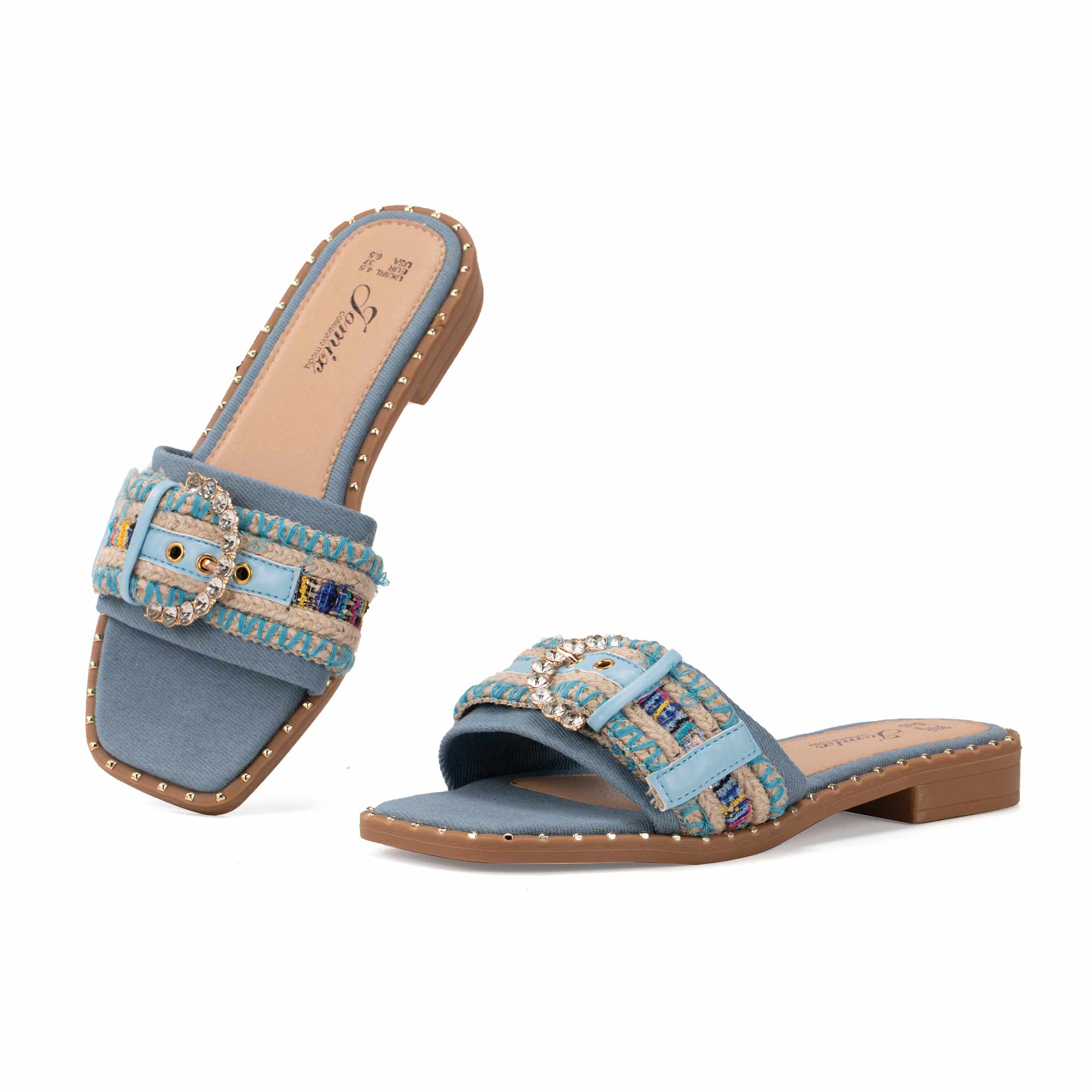 JOMIX Ciabatte Estive da Donna a Punta Quadrata Eleganti Pantofole Piatte WFC250364