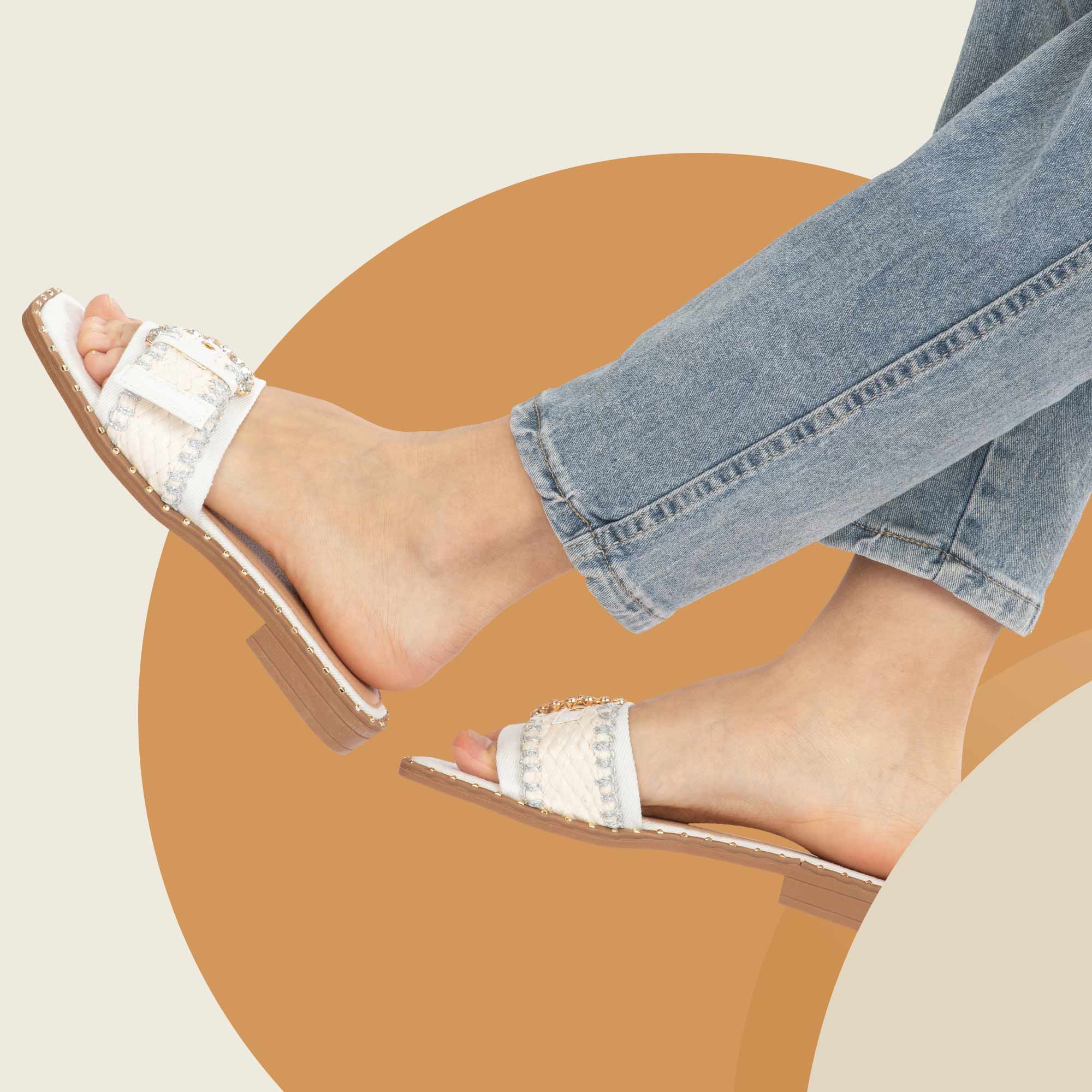 JOMIX Ciabatte Estive da Donna a Punta Quadrata Eleganti Pantofole Piatte WFC250364