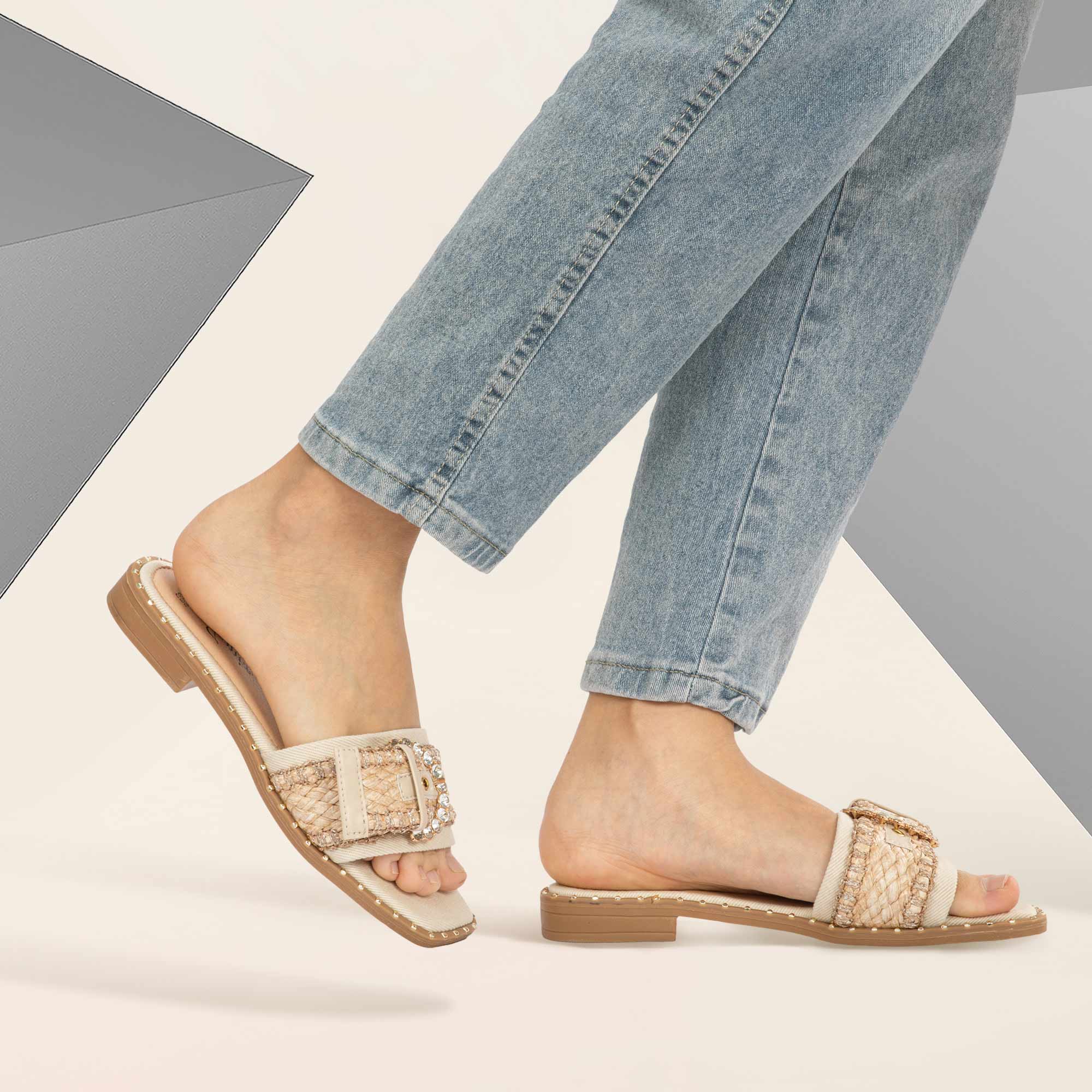 JOMIX Ciabatte Estive da Donna a Punta Quadrata Eleganti Pantofole Piatte WFC250364