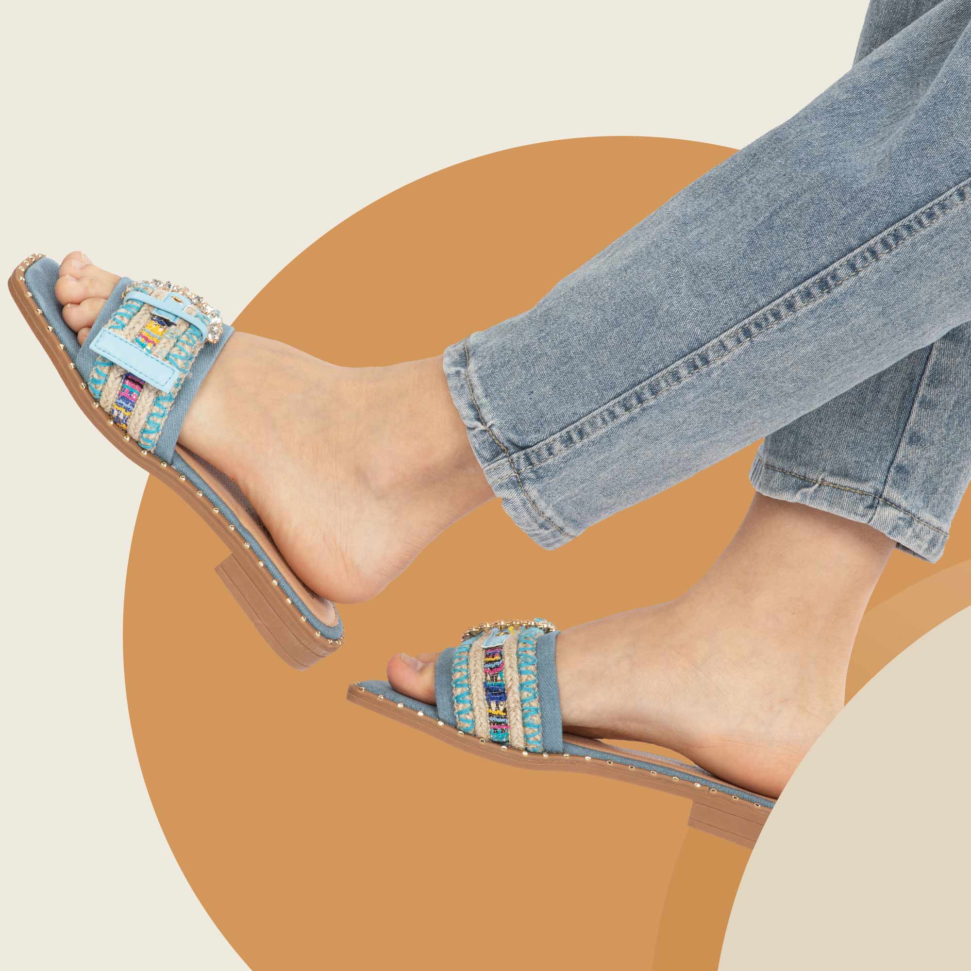 JOMIX Ciabatte Estive da Donna a Punta Quadrata Eleganti Pantofole Piatte WFC250364