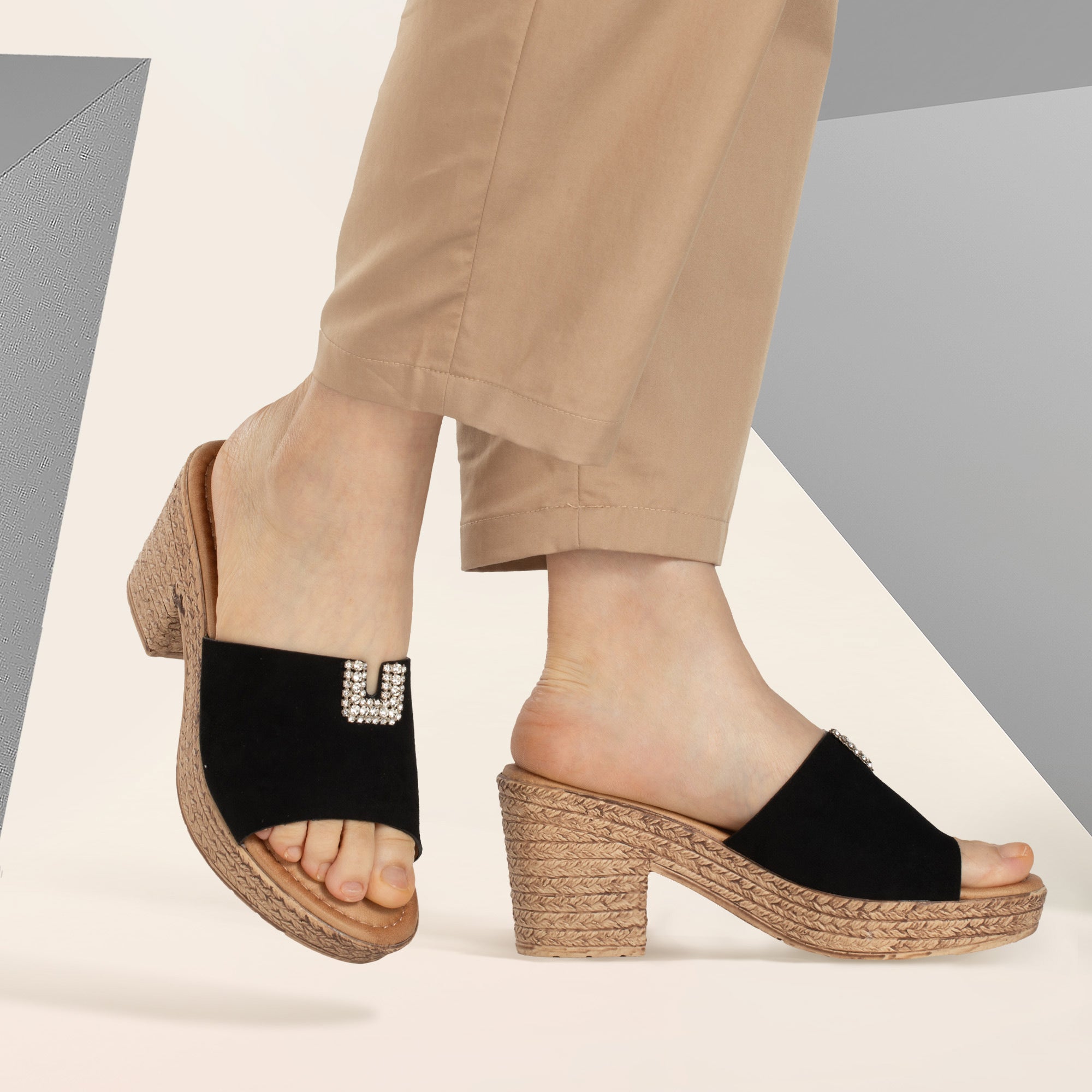 JOMIX Ciabatte Estive da Donna con Tacco Alto Pantofole Eleganti e Confortevoli WWC250251