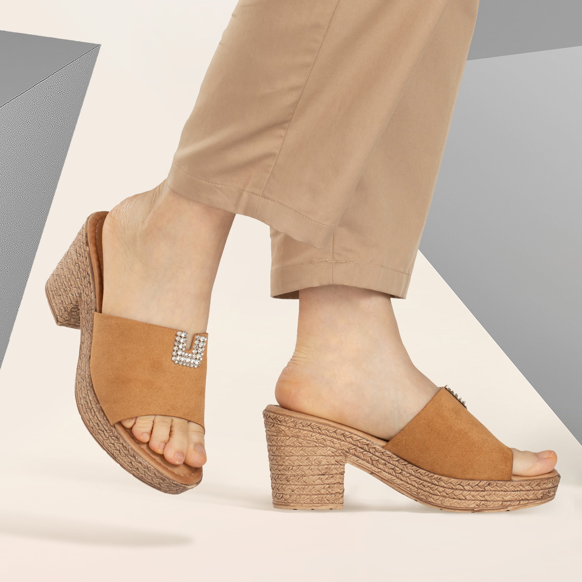 JOMIX Ciabatte Estive da Donna con Tacco Alto Pantofole Eleganti e Confortevoli WWC250251