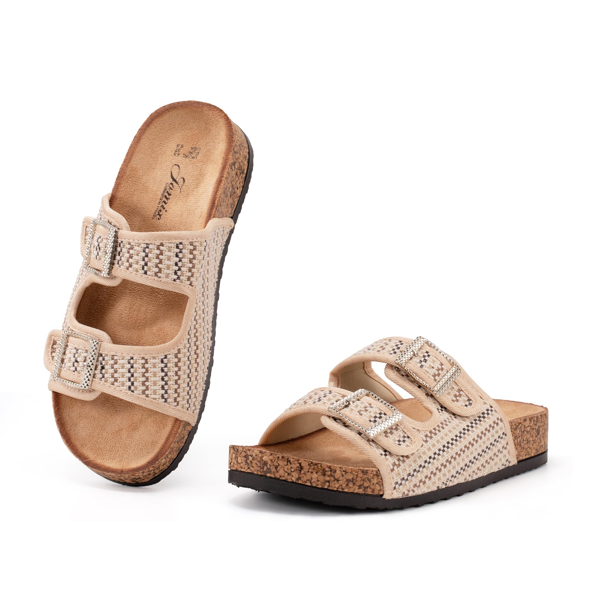 JOMIX Ciabatte Estive da Donna Suola in Sughero Punta Aperta Comfort Antiscivolo con Supporto per l'arco Plantare WCF250329