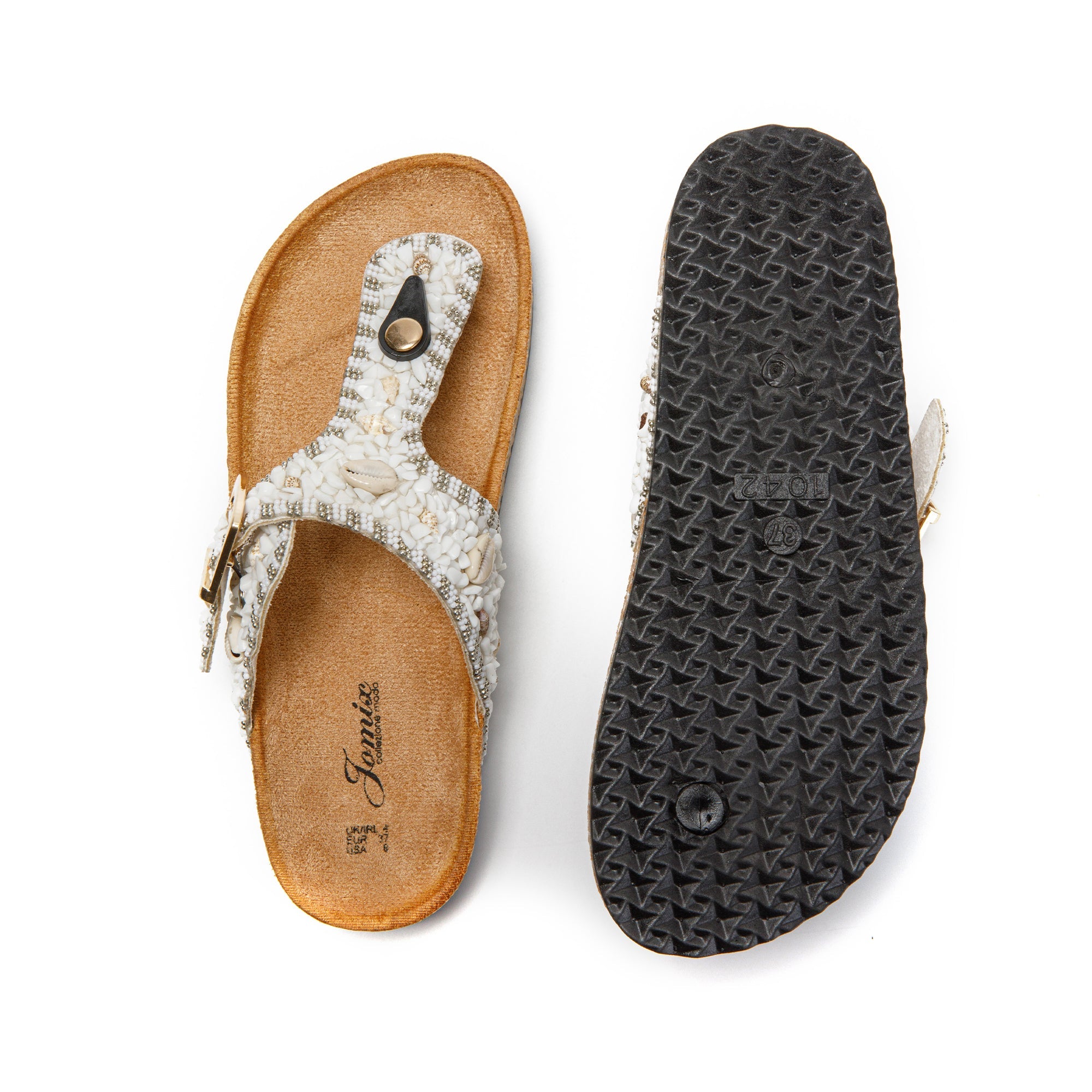 JOMIX Ciabatte Infradito Donna in Sughero, Pelle Sandali Uomo Estive Eleganti SD9162