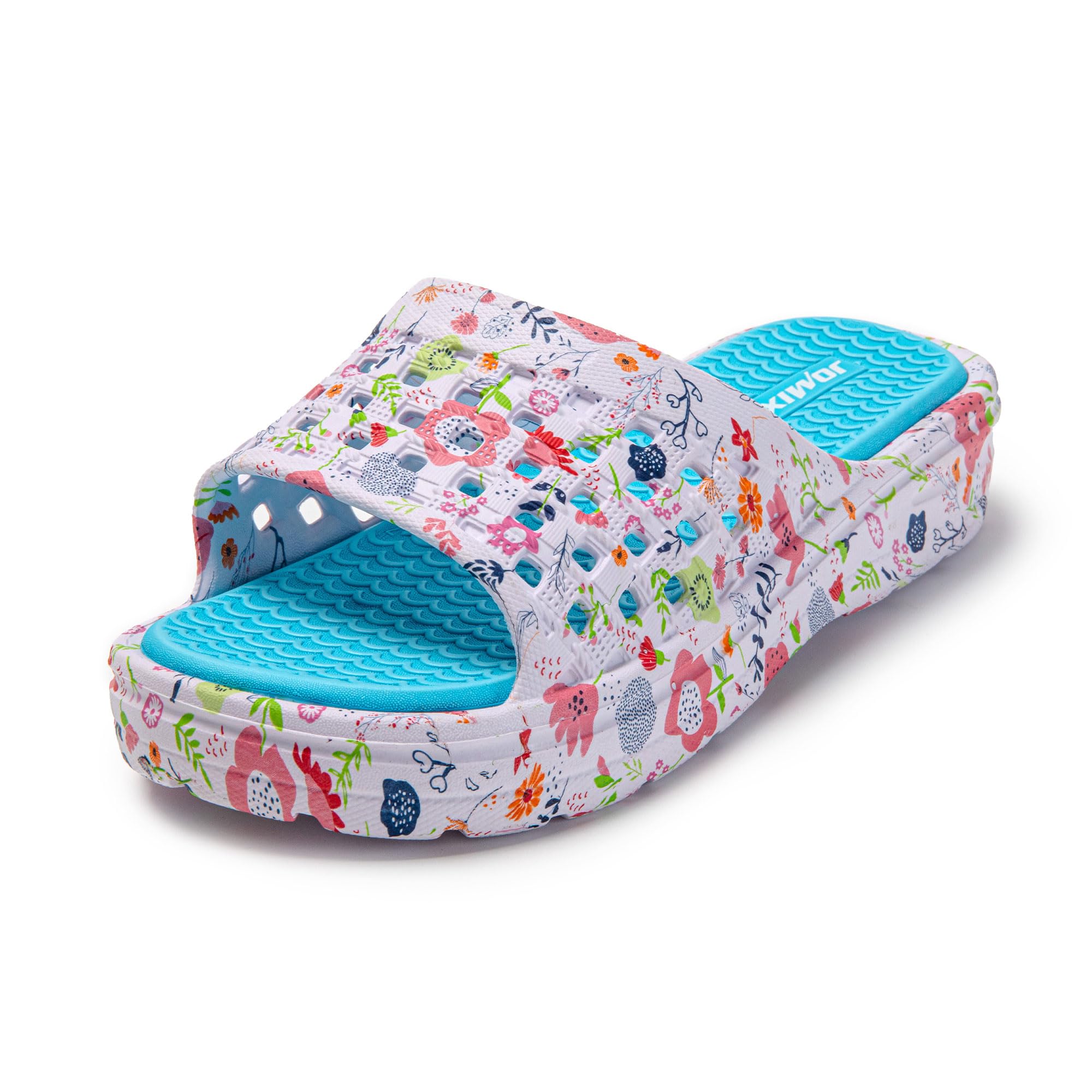 JOMIX Damen Badelatschen Sommer Dicke Sole Pantoletten Bunte Badeschuhe mit Fussbett 100% Eva Weiche Badeschuhe Süße Schlappen Lustig Sandalen Indoor Outdoor