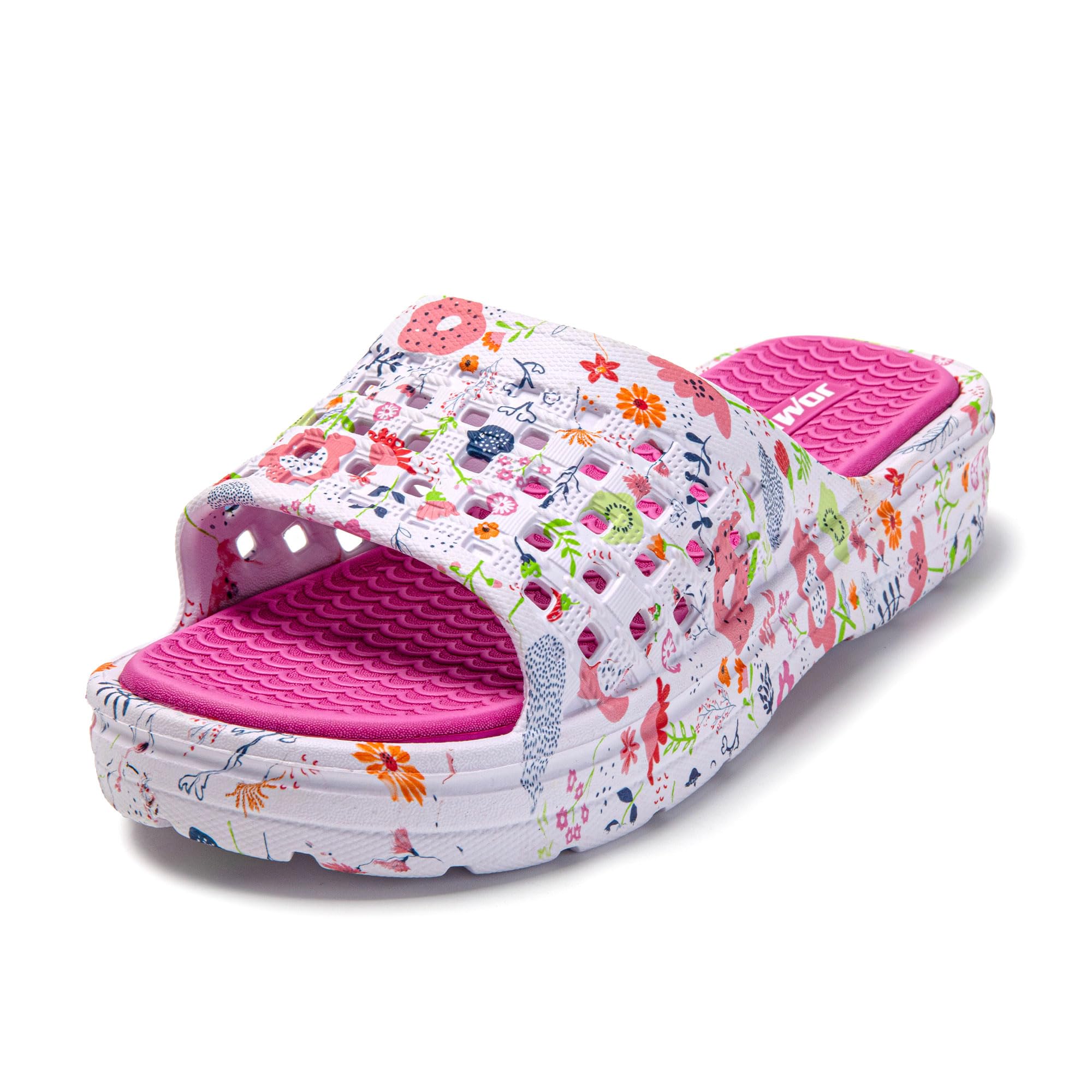 JOMIX Damen Badelatschen Sommer Dicke Sole Pantoletten Bunte Badeschuhe mit Fussbett 100% Eva Weiche Badeschuhe Süße Schlappen Lustig Sandalen Indoor Outdoor