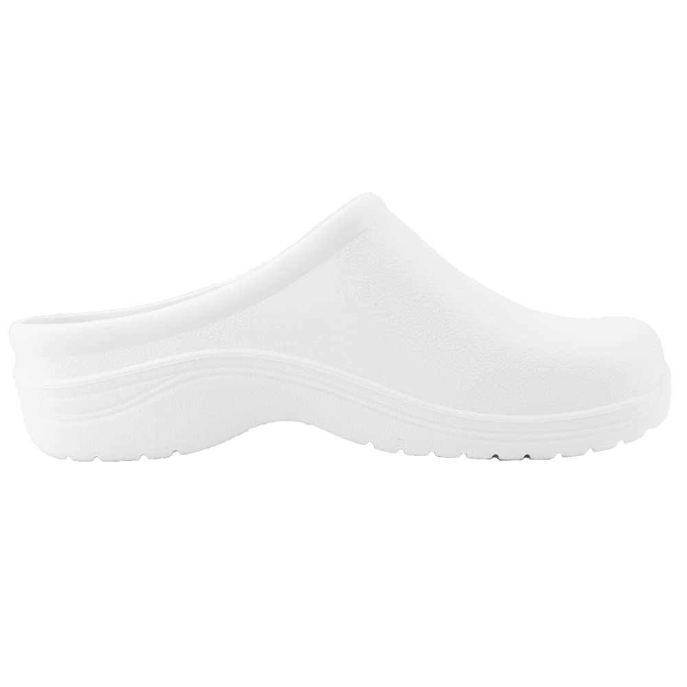 JOMIX Damen Clogs Pantoletten Gartenschuhe Leichte Medizinische Atmungsaktiv Arbeitsschuhe kochschuhe Rutschfest Gummi Gartenclogs ( Weiß, 41 EU )