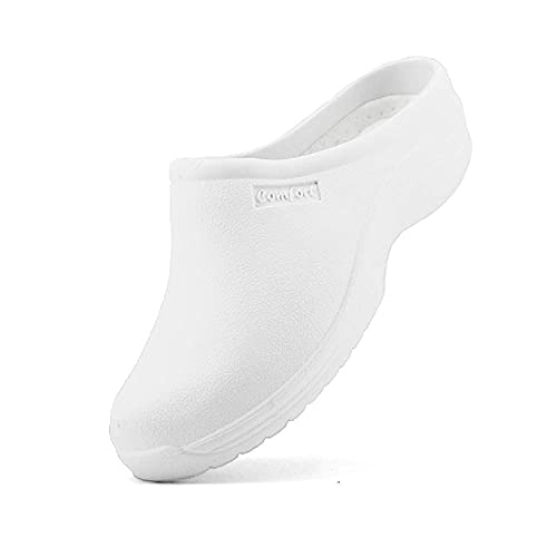 JOMIX Damen Clogs Pantoletten Gartenschuhe Leichte Medizinische Atmungsaktiv Arbeitsschuhe kochschuhe Rutschfest Gummi Gartenclogs (Weiß, 41 EU)