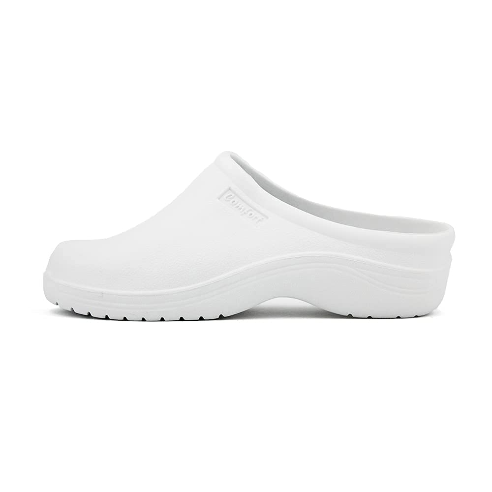 JOMIX Damen Clogs Pantoletten Gartenschuhe Leichte Medizinische Atmungsaktiv Arbeitsschuhe kochschuhe Rutschfest Gummi Gartenclogs (Weiß, 41 EU)