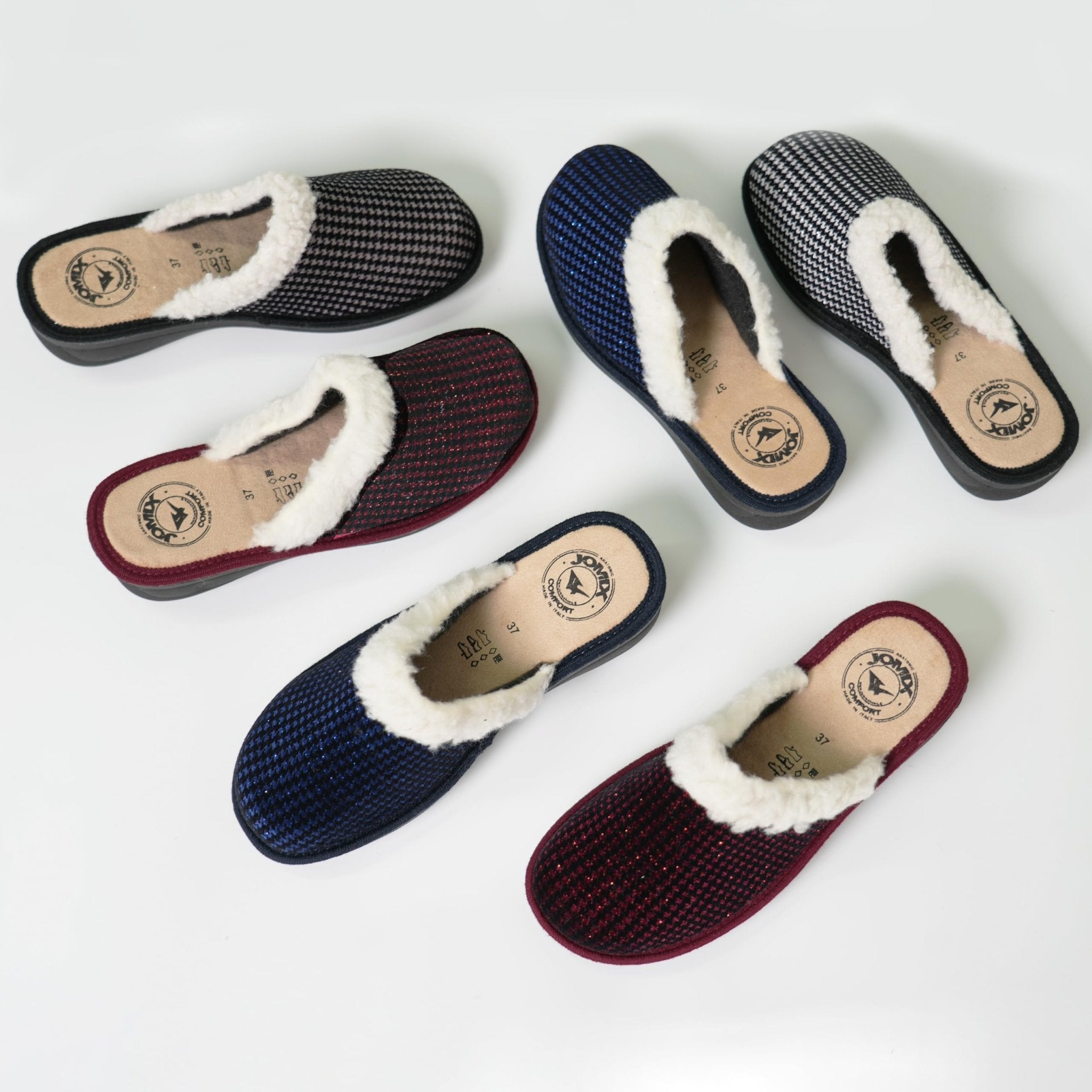 JOMIX Damen Hausschuhe Winter Warme Pantoffeln, Damen Plüsch Pantoffeln rutschfest Outdoor/Indoor Flache hüttenschuhe