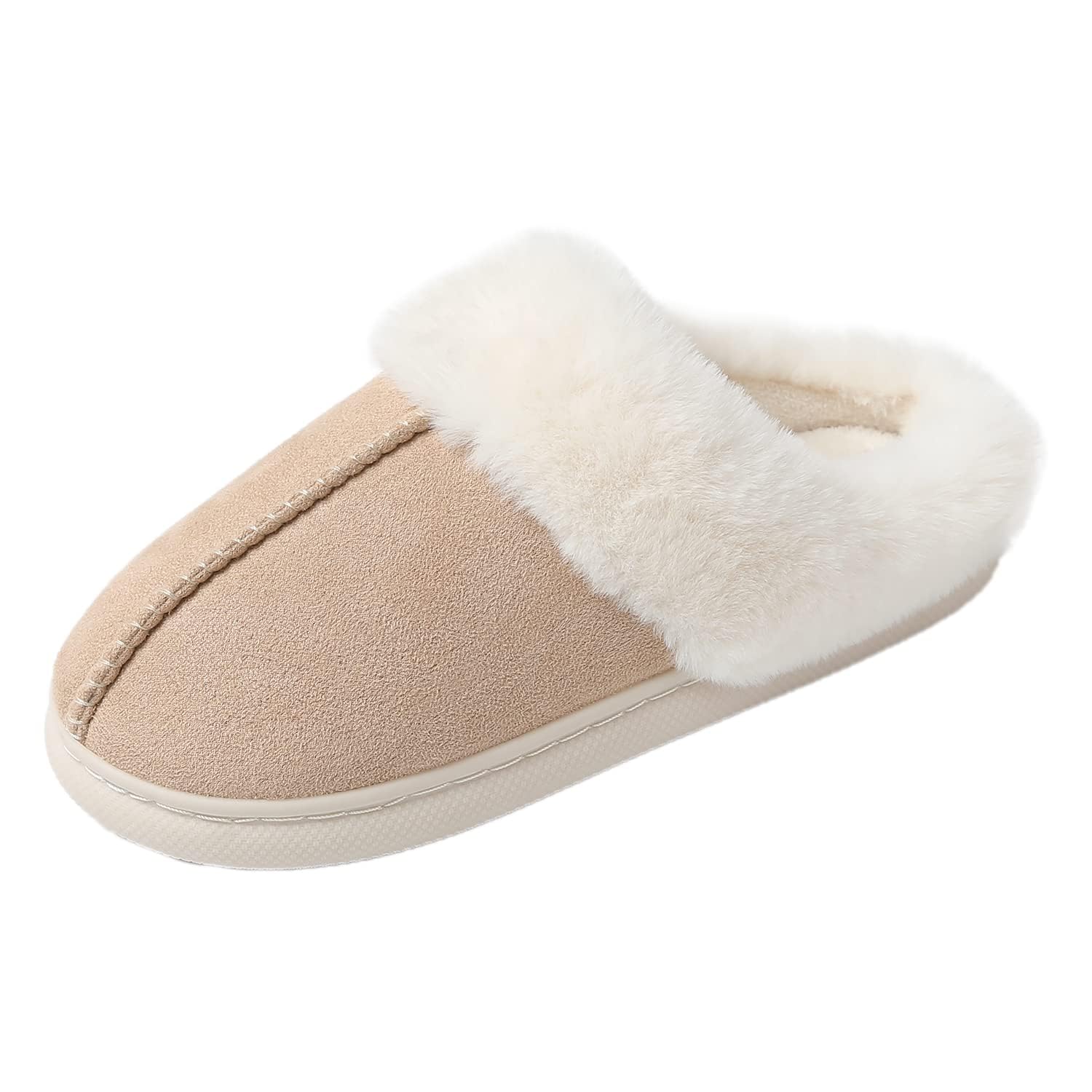 JOMIX Damen Hausschuhe Winter Weiche Flache Plüsch Flauschige Pantoffeln mit Gefüttert Warm Faux Pelz Slipper Gäste Rutschfeste Puschen