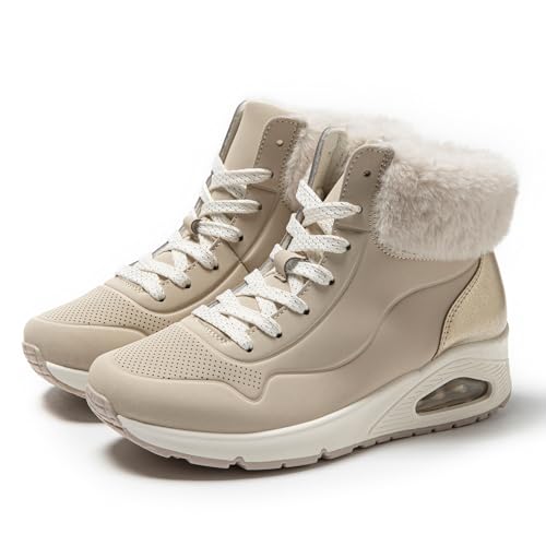JOMIX Damen High Top Sneaker Winter Boots Warm Gefüttert Winterschuhe Freizeitschuhe mit Luftpolster