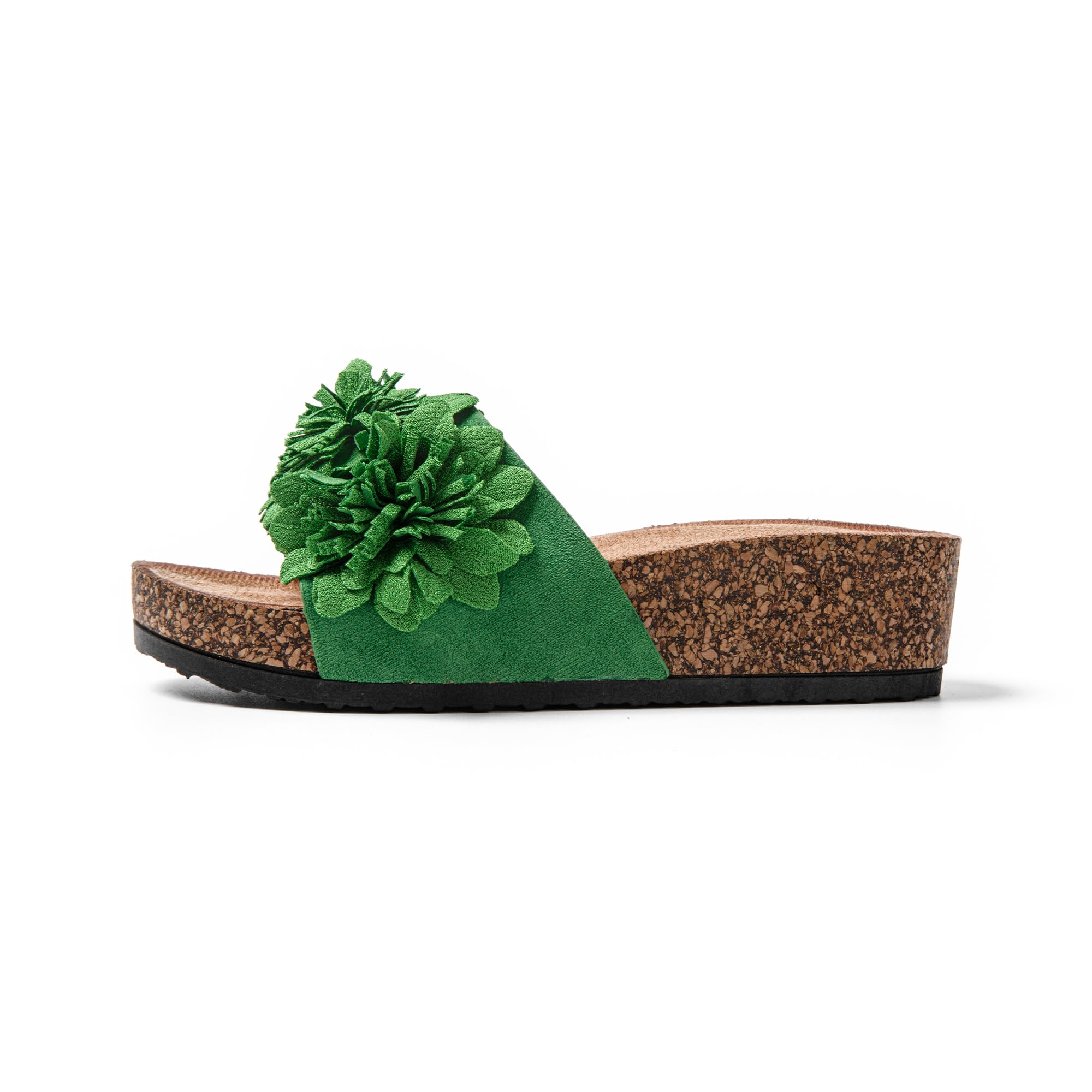 JOMIX Damen Pantoletten Blumen Clogs Sandalen Plateau Kork Strand Sommerschuhe