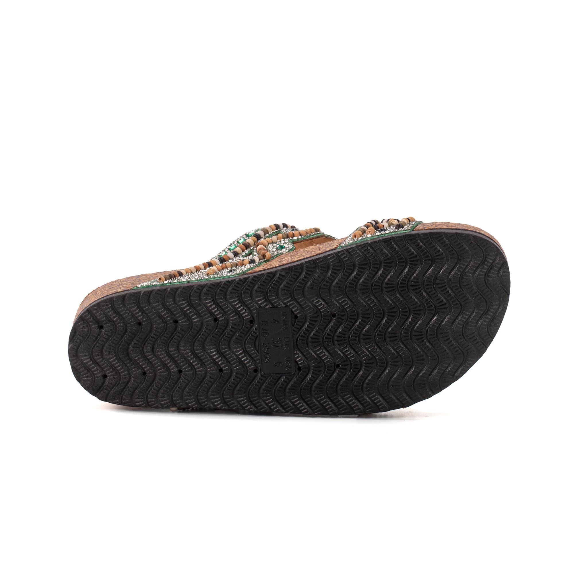 JOMIX Damen Pantoletten - Glitzer Sandalen Sommer Kork Strandsandalen Dicke Slides Sandaletten mit Strass Perlen Bequem Sommersandalen Strand Schuhe