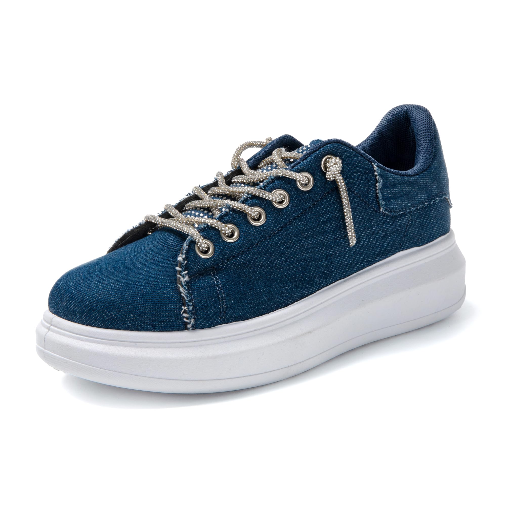 JOMIX Damen Sneaker Leder Laufschuhe Dämpfung Atmungsaktiv Leicht Bequeme Sportschuhe Denim Leinwandschuhe