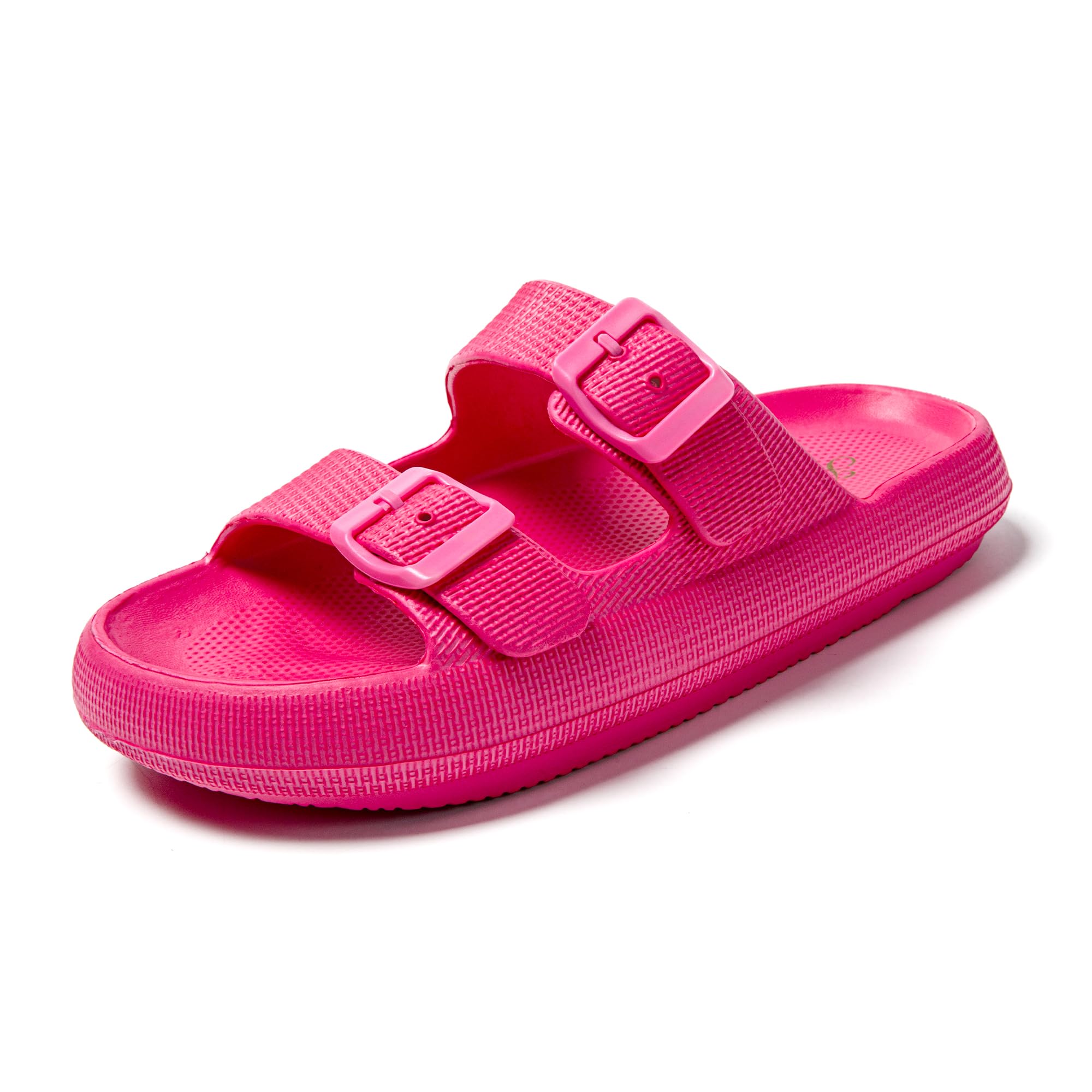 JOMIX Damen Sommer Schlappen Badeschuhe Badelatschen Bunte Pantoletten Flache Rutschfest Sandalen Leicht 100% Eva Badeschlappen mit Schnalle Slipper