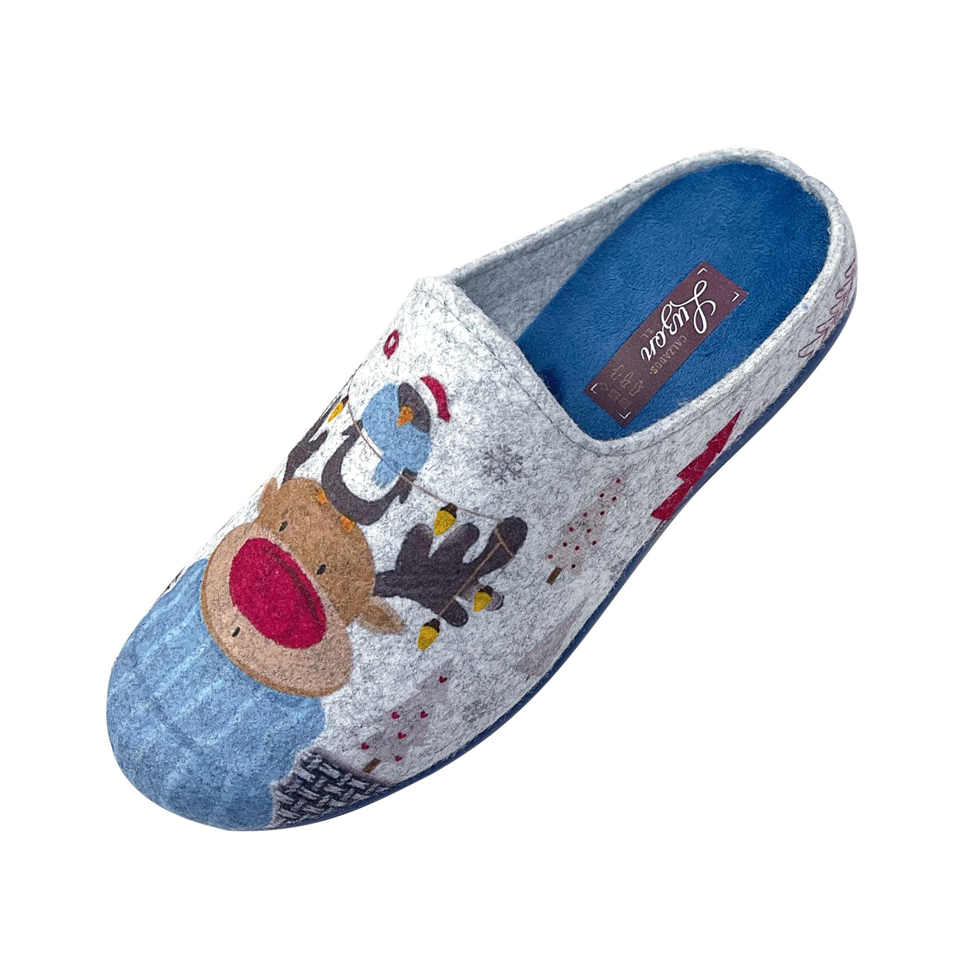 JOMIX Damen Spanische Clog Filzclog Winter Flache Pantoffeln Lässige Slippers Bunte Cartoon Hausclog Hausschuhe Indoor Outdoor