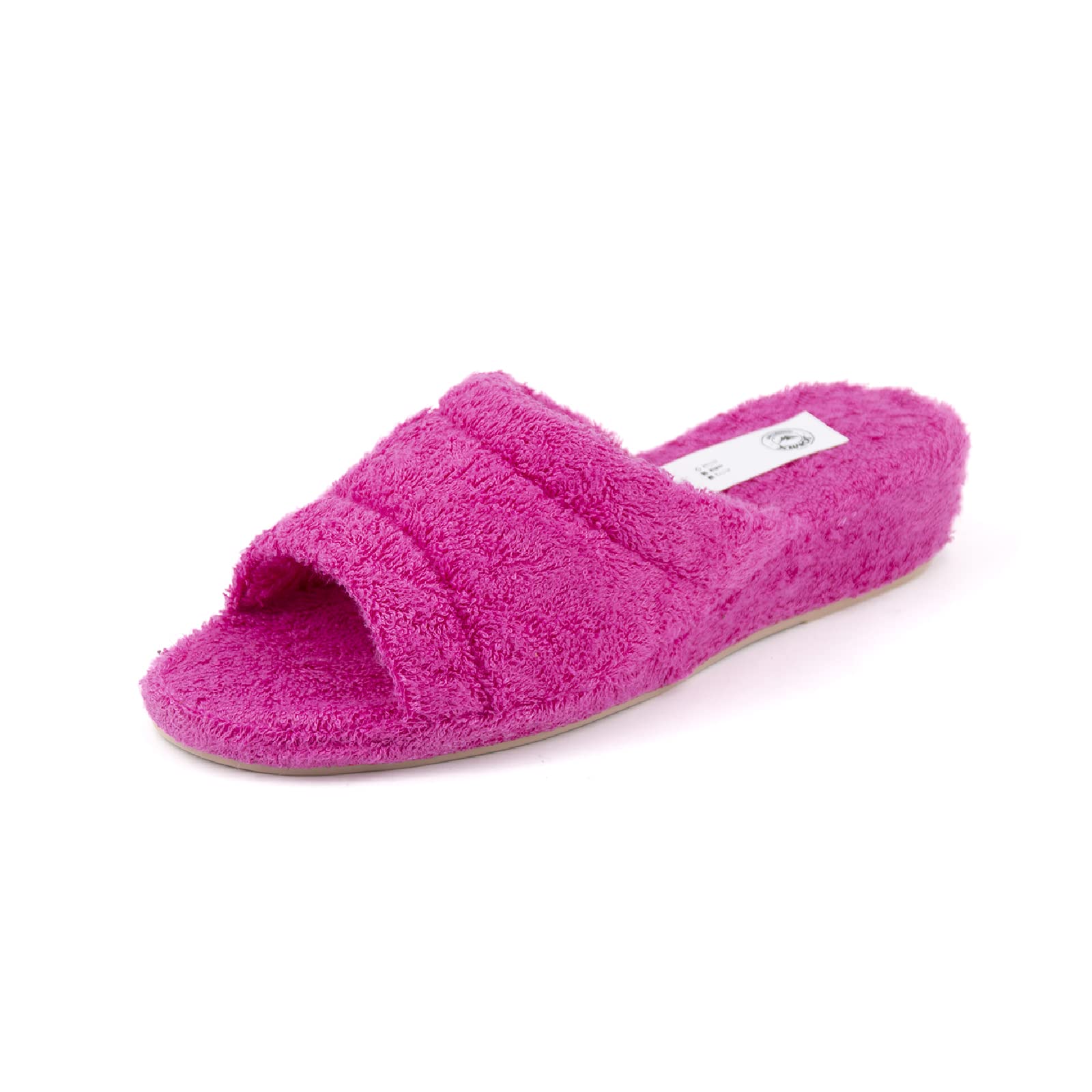 JOMIX Frottee Hausschuhe Damen Weiche Keilabsatz Pantoffeln Offen Bequeme Einfarbige Slipper Indoor