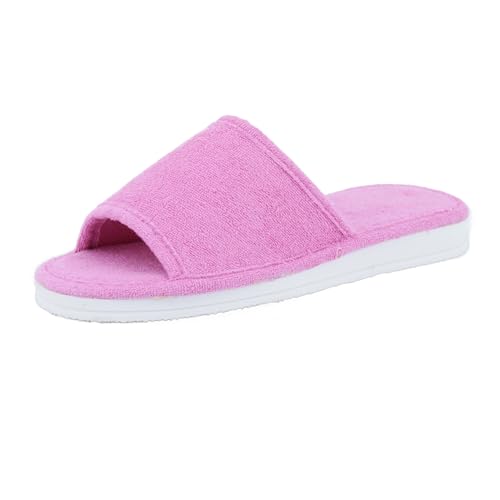 JOMIX Frottee Hausschuhe Damen Weiche Keilabsatz Pantoffeln Offen Bequeme Einfarbige Slipper Indoor