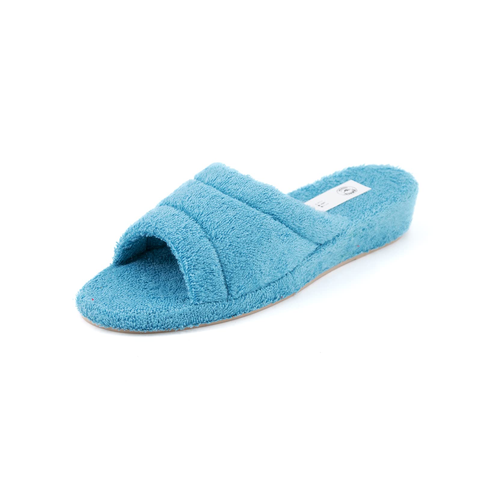 JOMIX Frottee Hausschuhe Damen Weiche Keilabsatz Pantoffeln Offen Bequeme Einfarbige Slipper Indoor