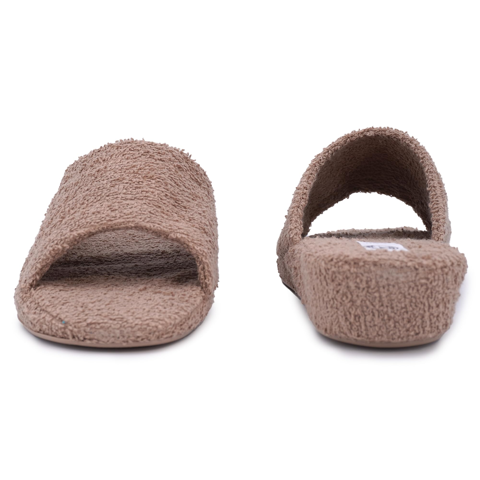 JOMIX Frottee Hausschuhe Damen Weiche Keilabsatz Pantoffeln Offen Bequeme Einfarbige Slipper Indoor