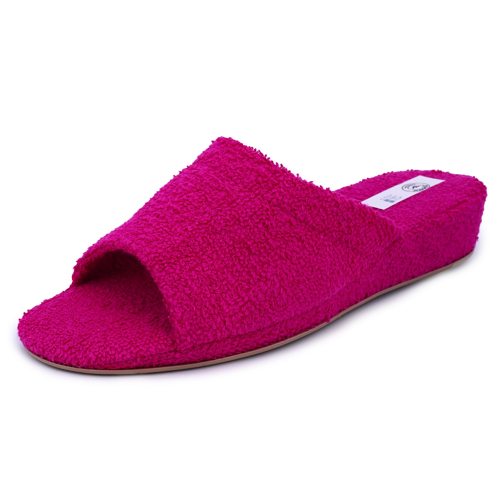 JOMIX Frottee Hausschuhe Damen Weiche Keilabsatz Pantoffeln Offen Bequeme Einfarbige Slipper Indoor