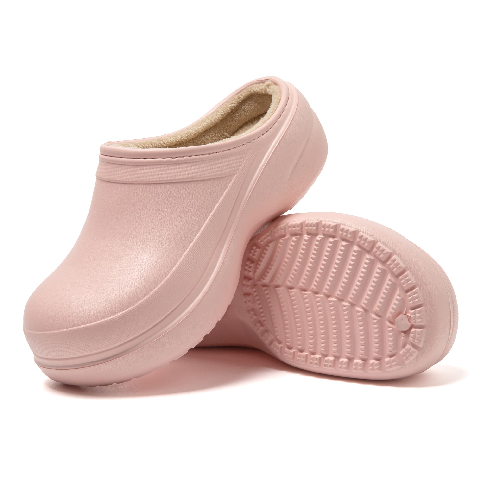 JOMIX Gefütterte Clogs Damen Hausschuhe Orthopädische Pantoletten Plüsch Pantoffeln Schlappen Winter Taumelschuhe Sandalen