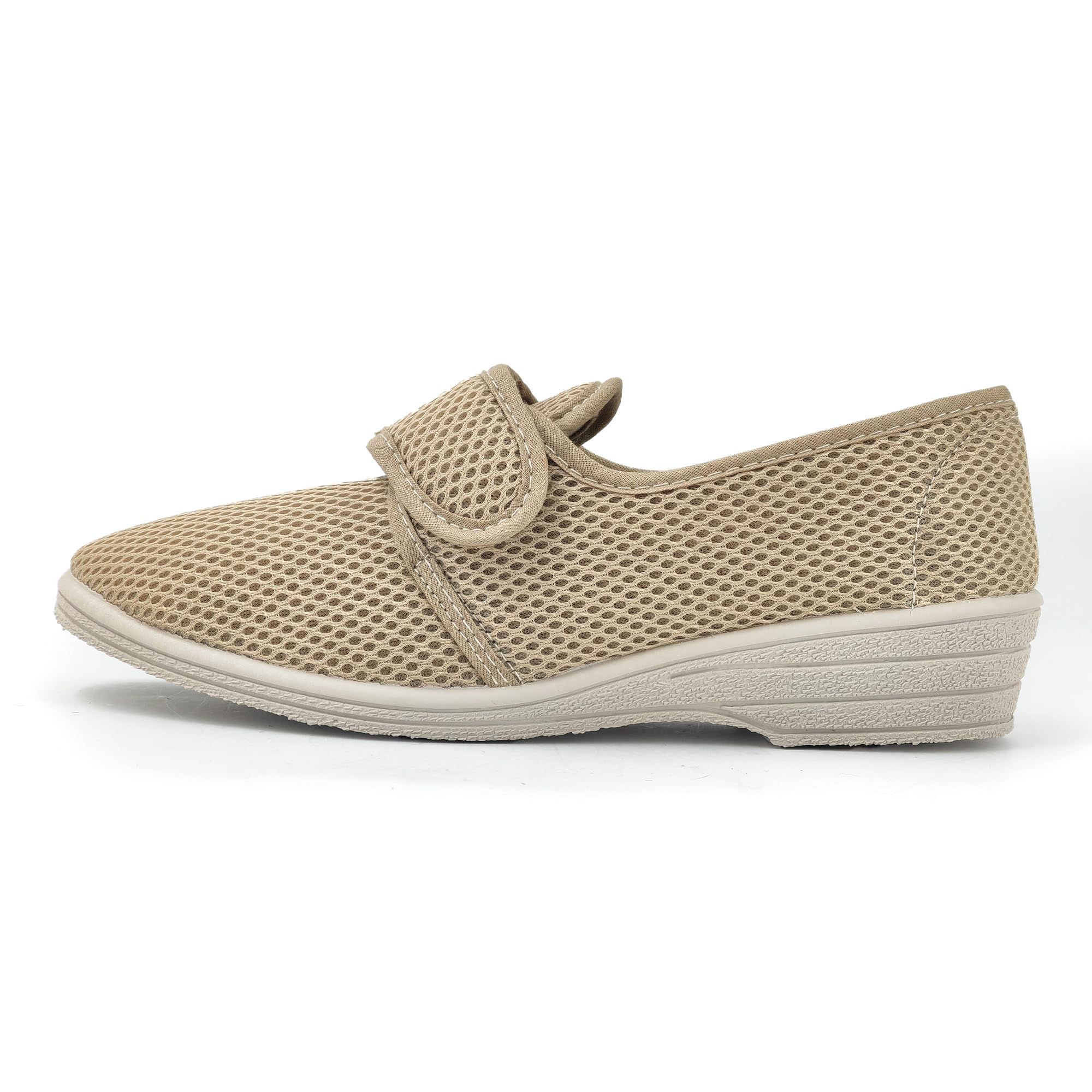 JOMIX Gesundheitsschuhe Damen Orthopädische Sandalen Sommer Weiche Keilabsatz Hallux Valgus Schuhe mit Klettverschluss Rutschfeste Hauschuhe