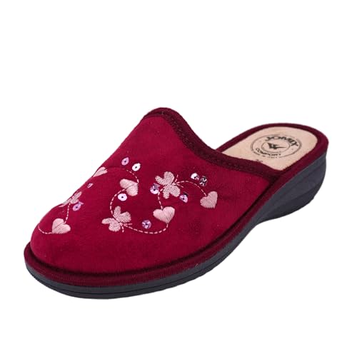 JOMIX Hausschuhe Damen Bequem Leise Pantoffeln Winter Warm Geschlossener Orthopädisch Anatomische Hausschuhe für Senioren ältere Gummisohle für Parkett Fliesen Hergestellt in Italien