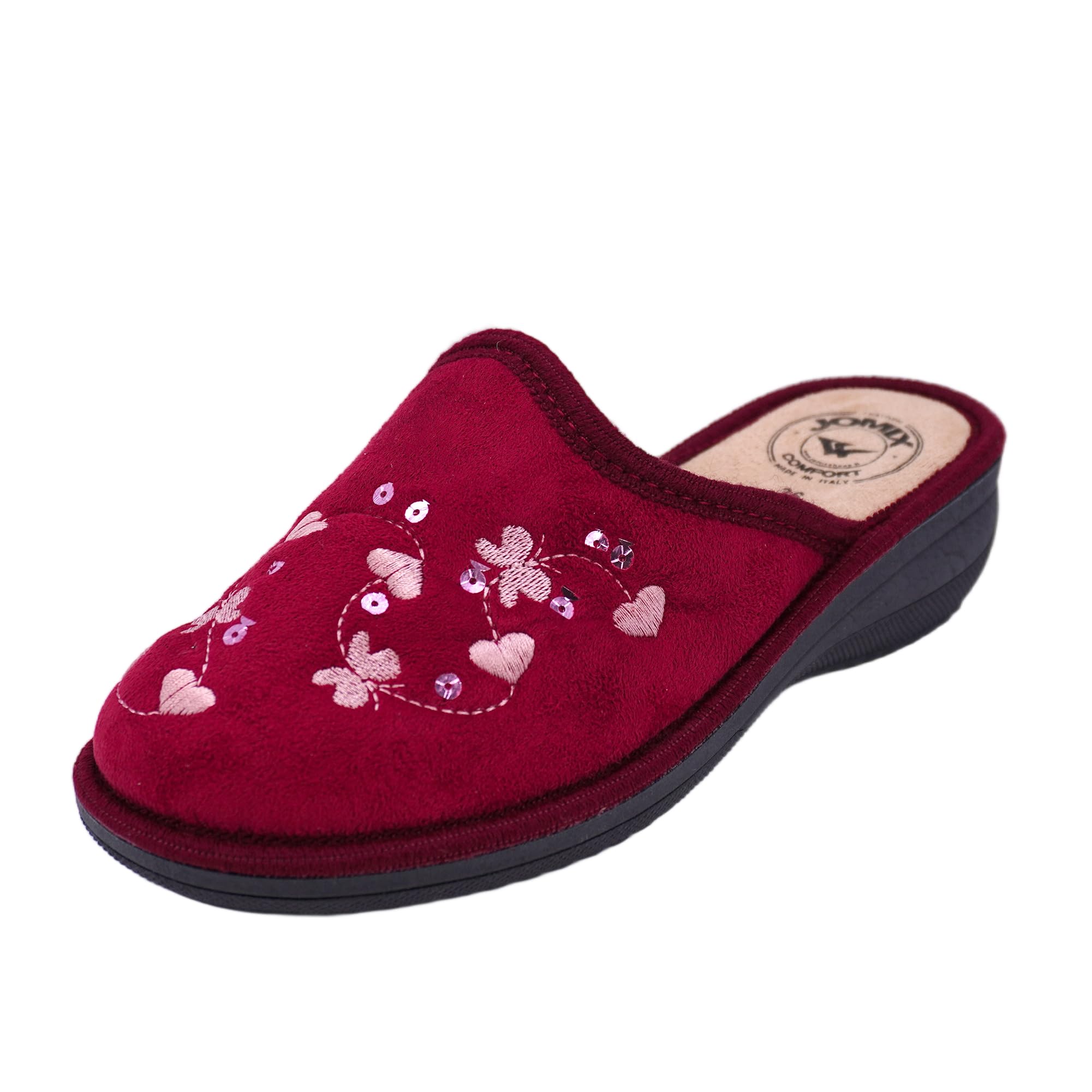 JOMIX Hausschuhe Damen Bequem Leise Pantoffeln Winter Warm Geschlossener Orthopädisch Anatomische Hausschuhe für Senioren ältere Gummisohle für Parkett Fliesen Hergestellt in Italien