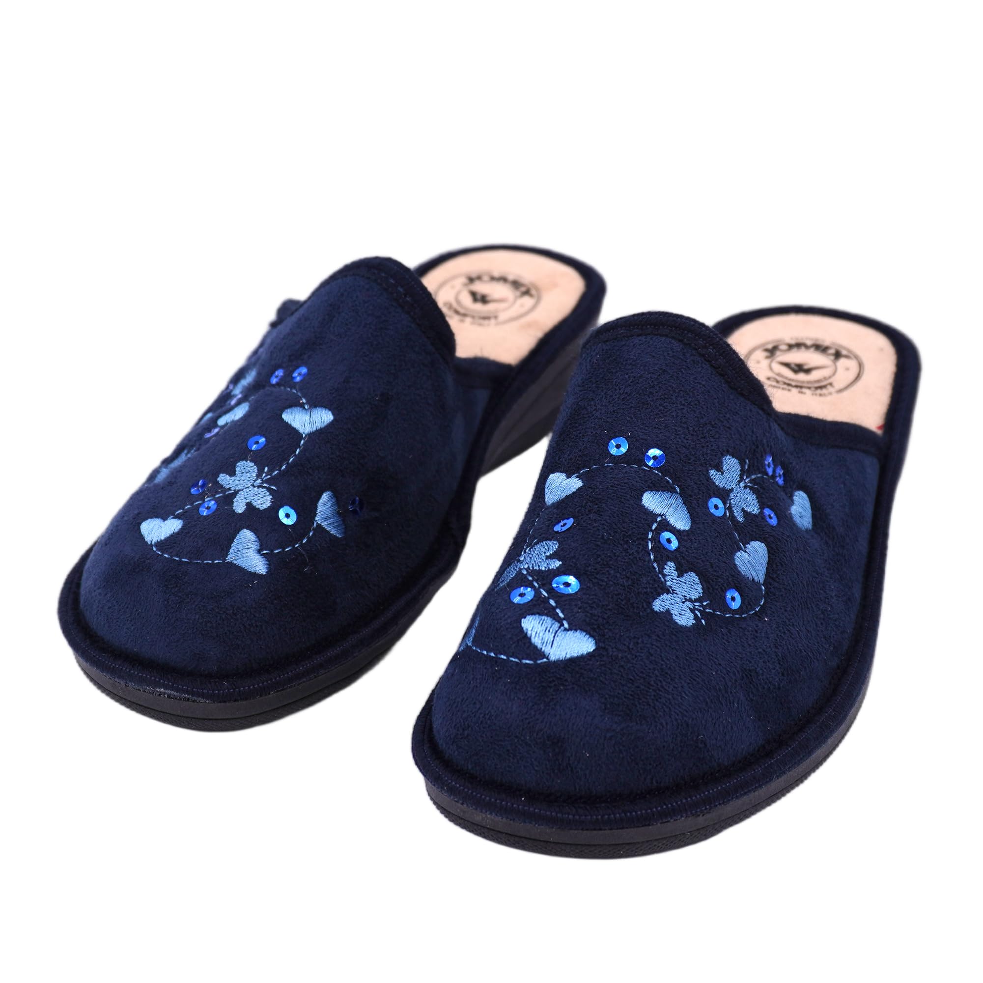 JOMIX Hausschuhe Damen Bequem Leise Pantoffeln Winter Warm Geschlossener Orthopädisch Anatomische Hausschuhe für Senioren ältere Gummisohle für Parkett Fliesen Hergestellt in Italien