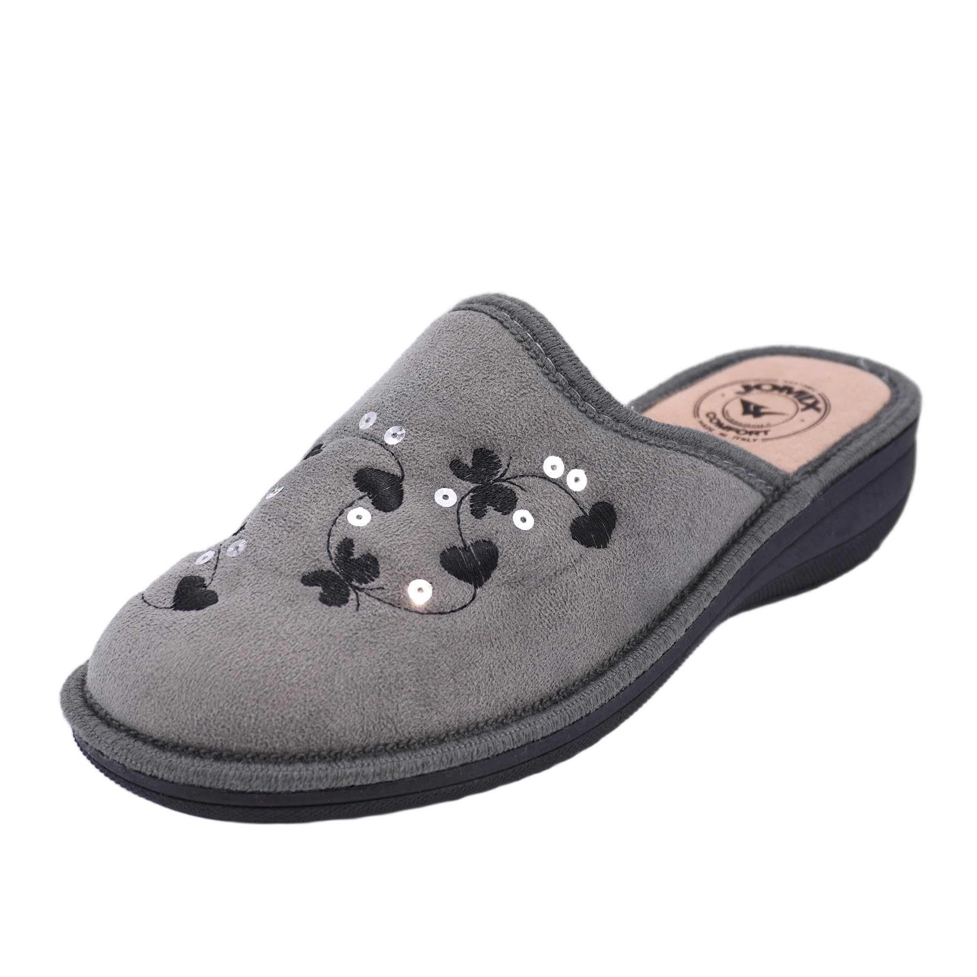 JOMIX Hausschuhe Damen Bequem Leise Pantoffeln Winter Warm Geschlossener Orthopädisch Anatomische Hausschuhe für Senioren ältere Gummisohle für Parkett Fliesen Hergestellt in Italien