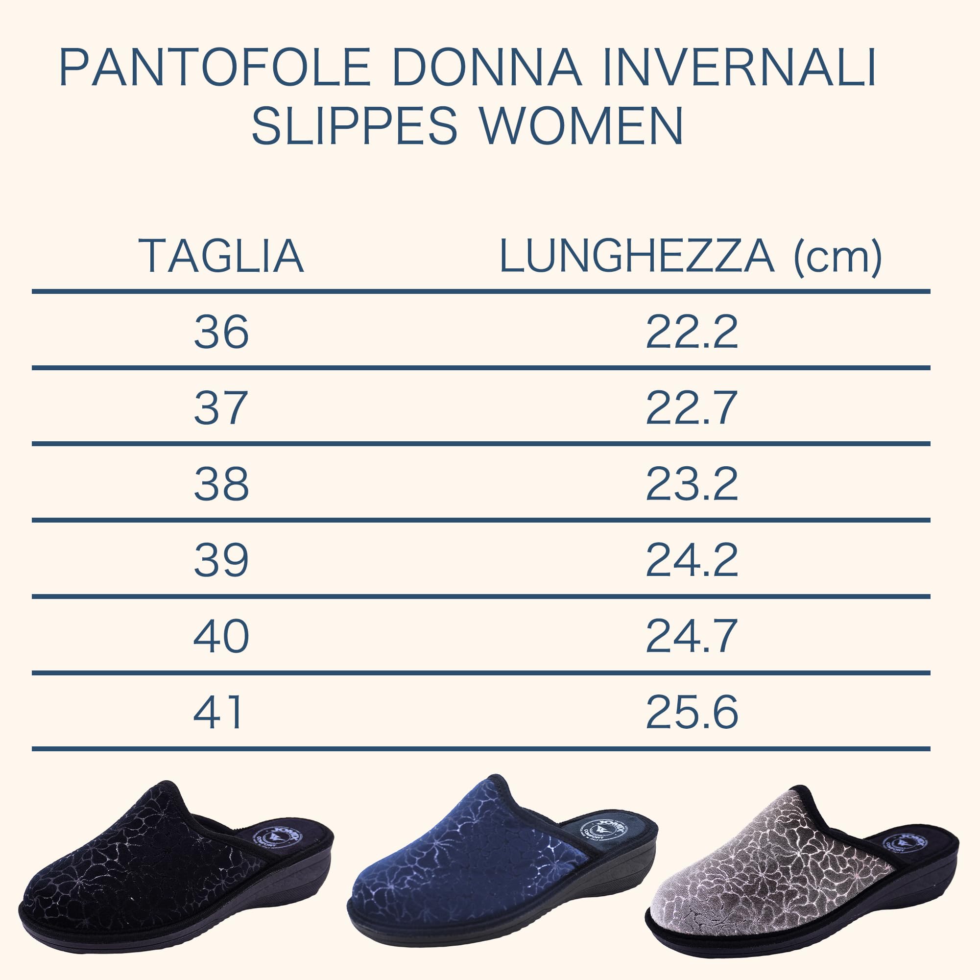 JOMIX Hausschuhe Damen mit Absatz Winter Pantoletten Bedruckte Orthopädische Made in Italy ITD2420