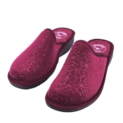JOMIX Hausschuhe Damen mit Absatz Winter Pantoletten Bedruckte Orthopädische Made in Italy ITD2420