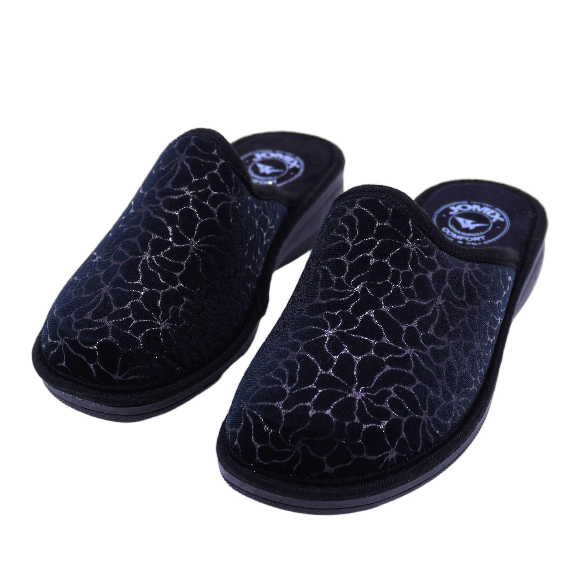 JOMIX Hausschuhe Damen mit Absatz Winter Pantoletten Bedruckte Orthopädische Made in Italy ITD2420