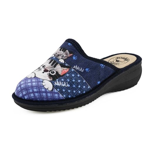 JOMIX Hausschuhe Damen Pantoletten mit Absatz Winter Bequeme Anatomische Pantoffeln Made in Italy