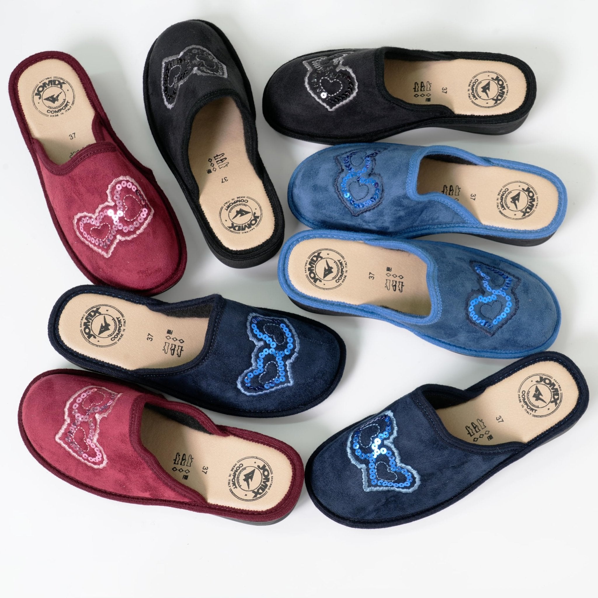 JOMIX Hausschuhe Damen Pantoletten mit Absatz Winter Bequeme Anatomische Pantoffeln Made in Italy