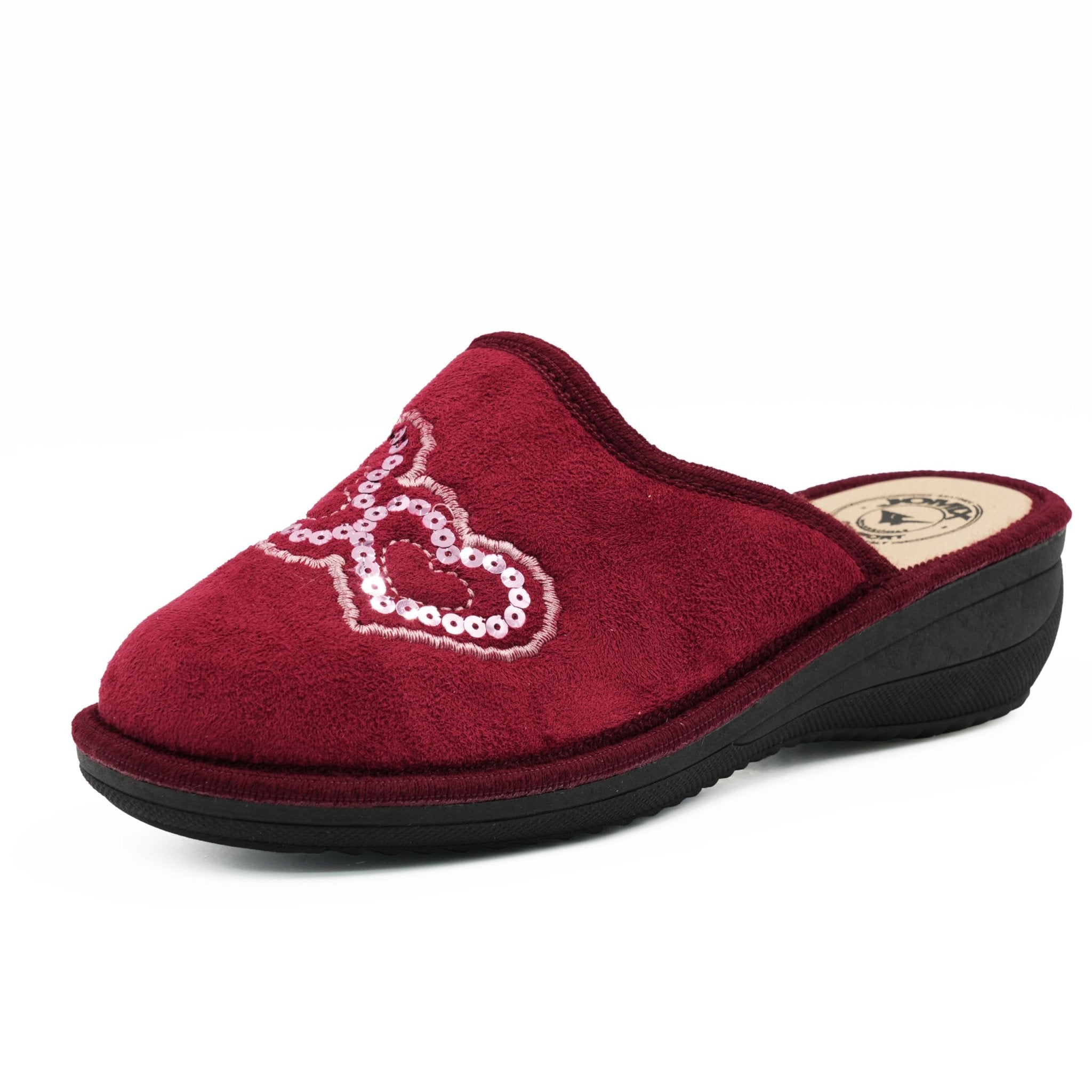 JOMIX Hausschuhe Damen Pantoletten mit Absatz Winter Bequeme Anatomische Pantoffeln Made in Italy