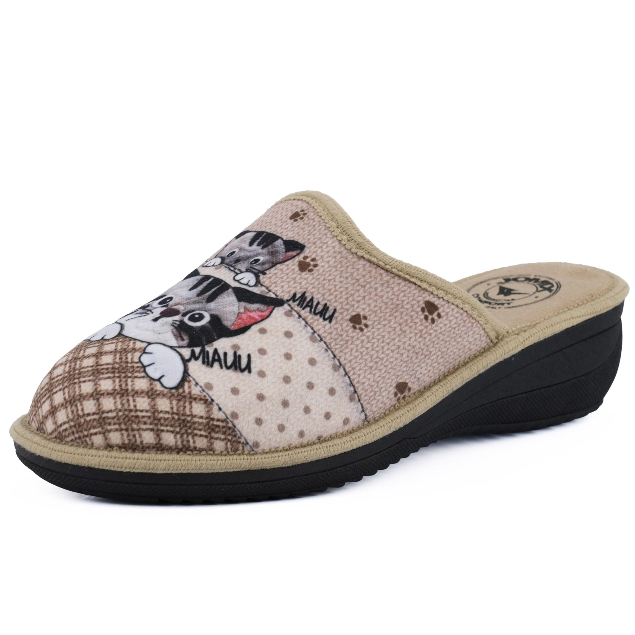 JOMIX Hausschuhe Damen Pantoletten mit Absatz Winter Bequeme Anatomische Pantoffeln Made in Italy